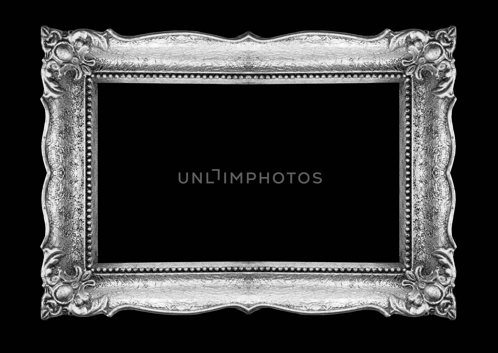 Retro Silver Picture Frame on black background by adamr