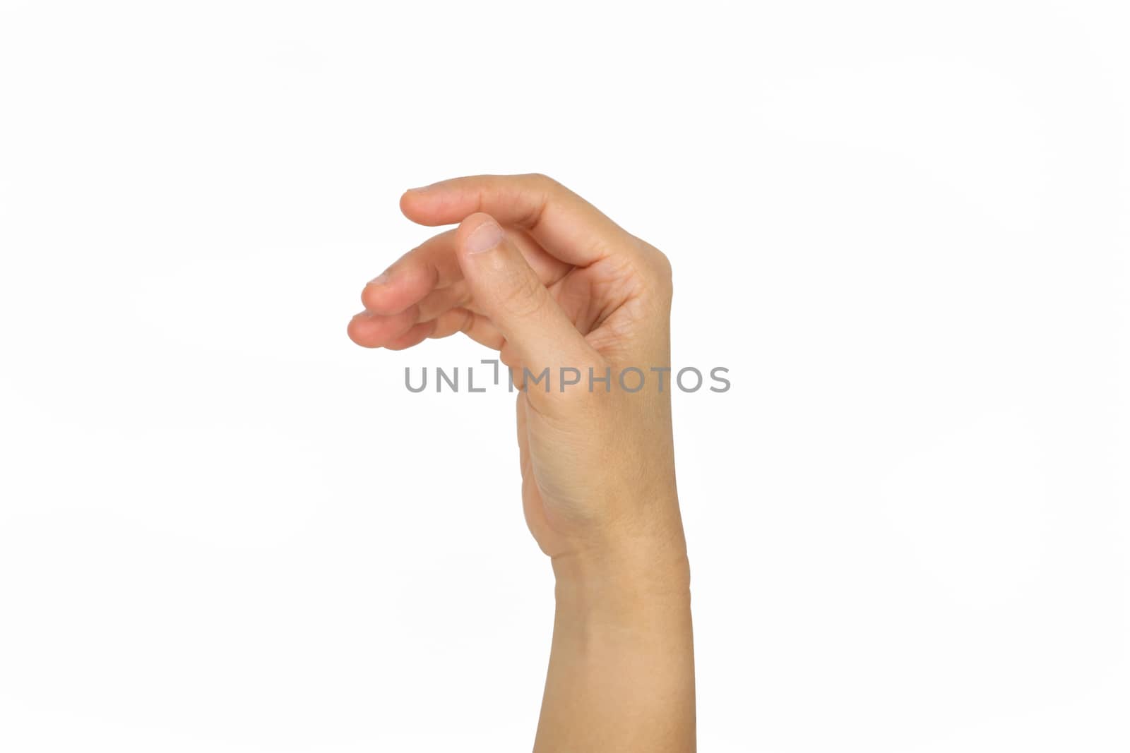 Relaxed  hand of a woman isolated on white background.