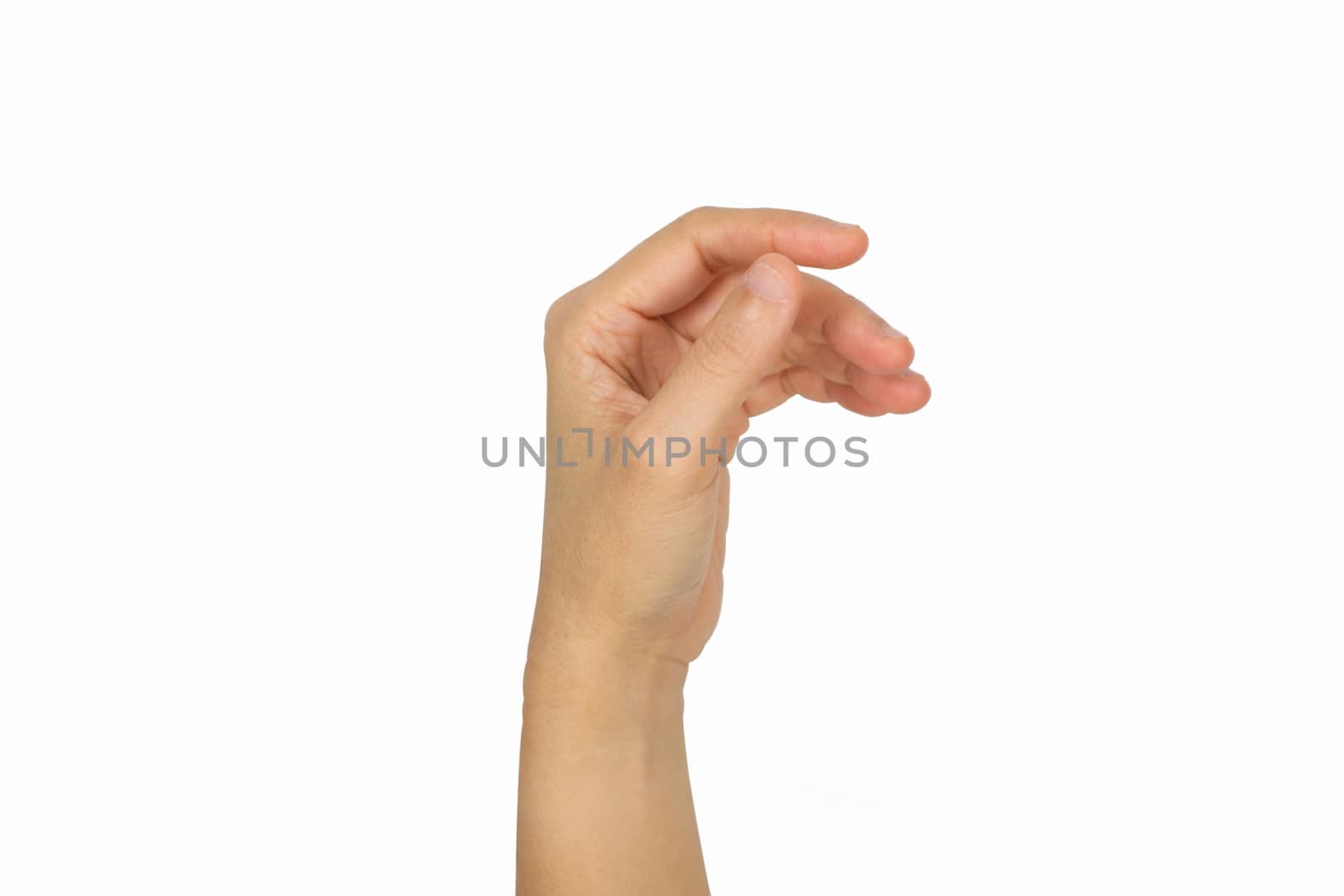 Relaxed  hand of a woman isolated on white background.