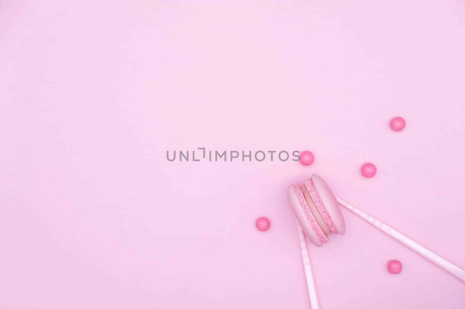 macarons on pink background, Beautiful dessert, Flat lay style with copy space to write.