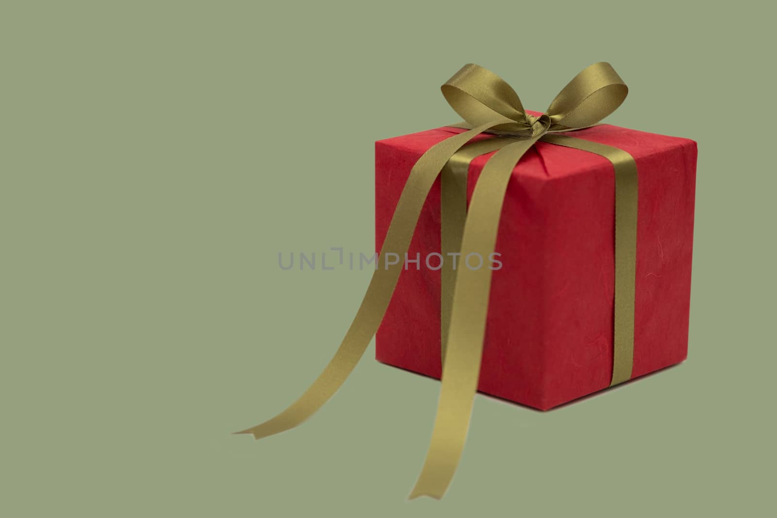 Christmas gren and red gift box isolated on white background, New year and xmas Holiday greeting card.