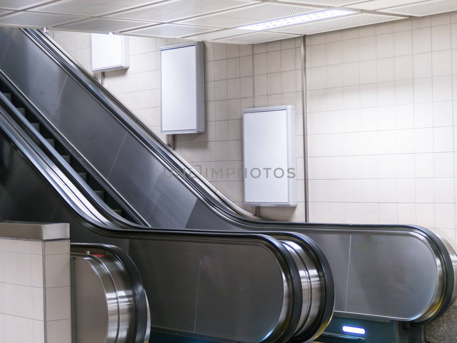 Mock up Poster media template Ads display in Subway station , Bangkok