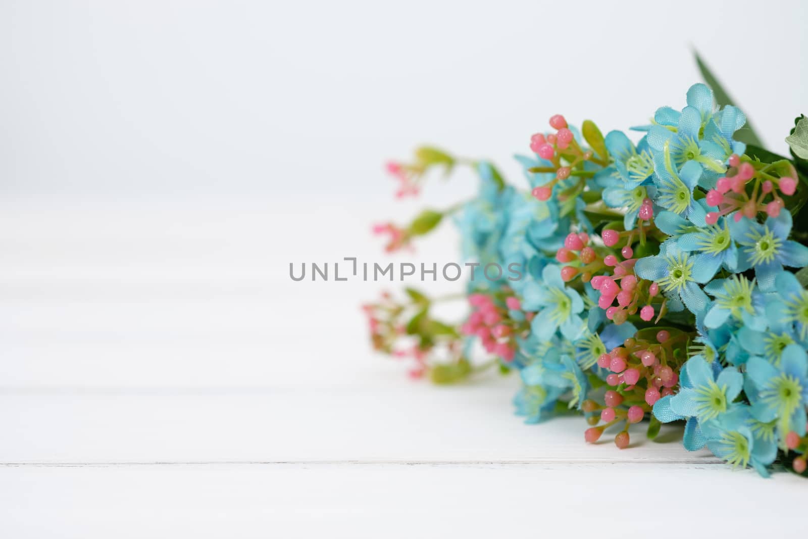 flowers on the white wooden background.