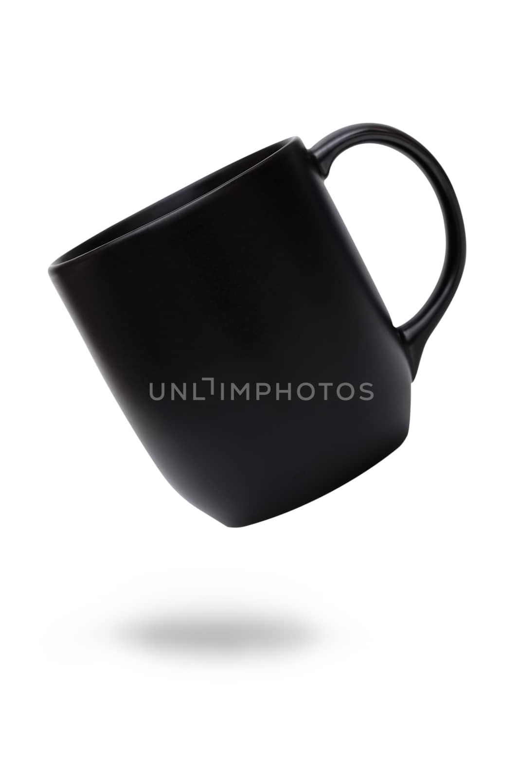 Black ceramic mug or Coffee cup isolated on white. by feelartfeelant