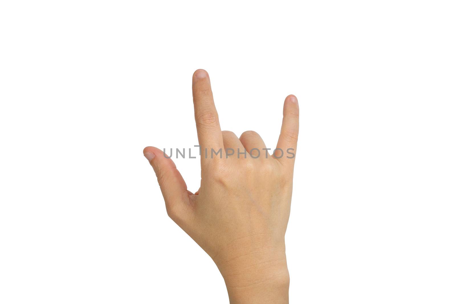hand with I Love You sign isolated on white background with clipping path