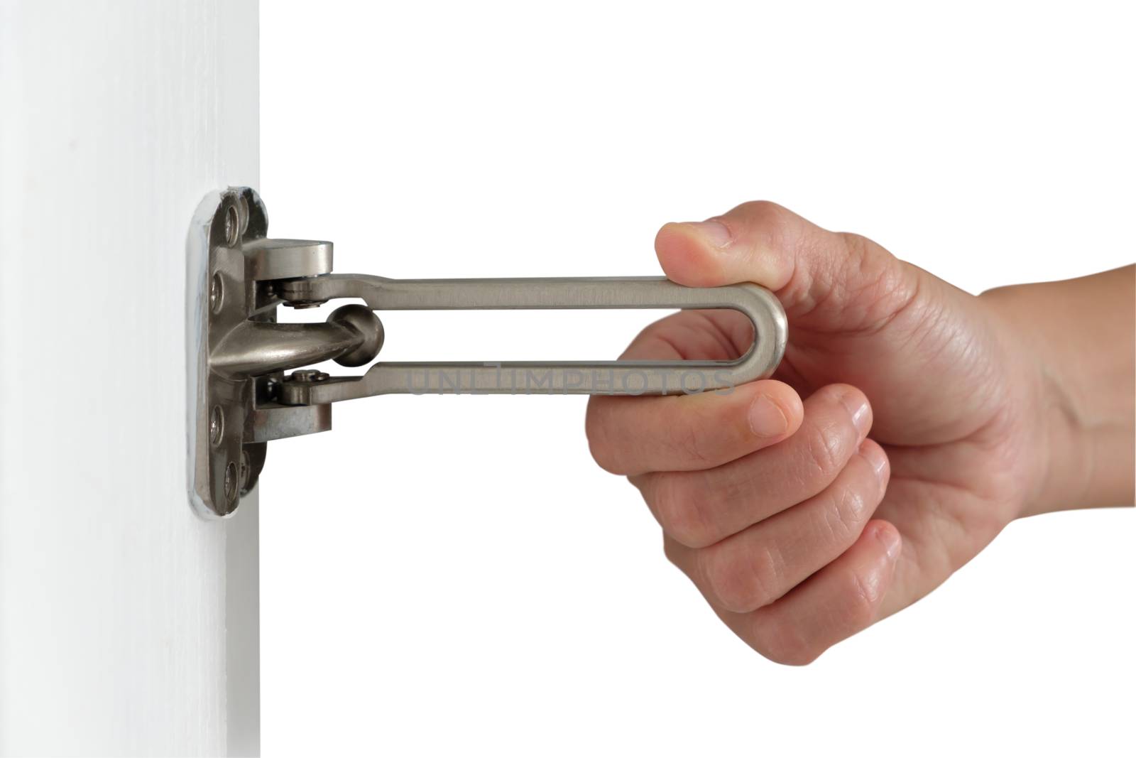 Hand is holding the door lock by feelartfeelant