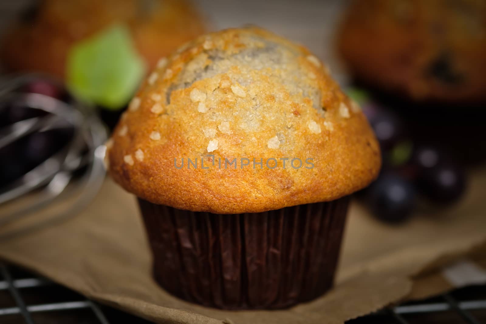 Still life blueberry muffins in a rustic style. by feelartfeelant