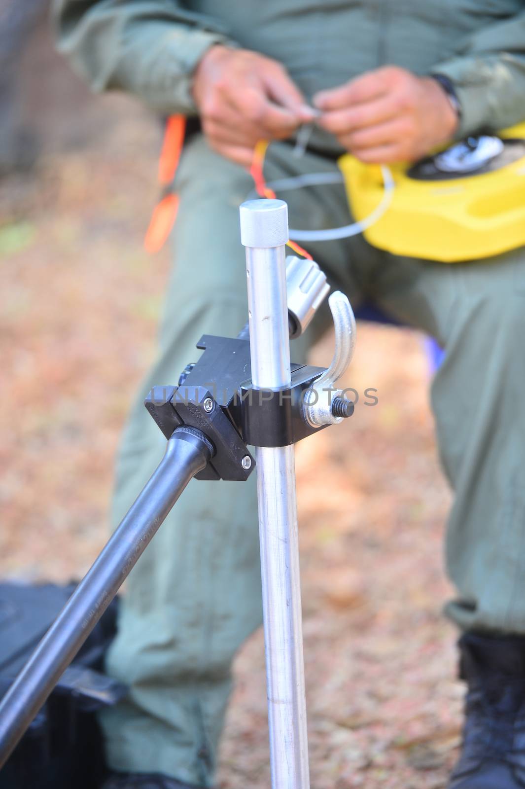 EOD officer using remote robot hand