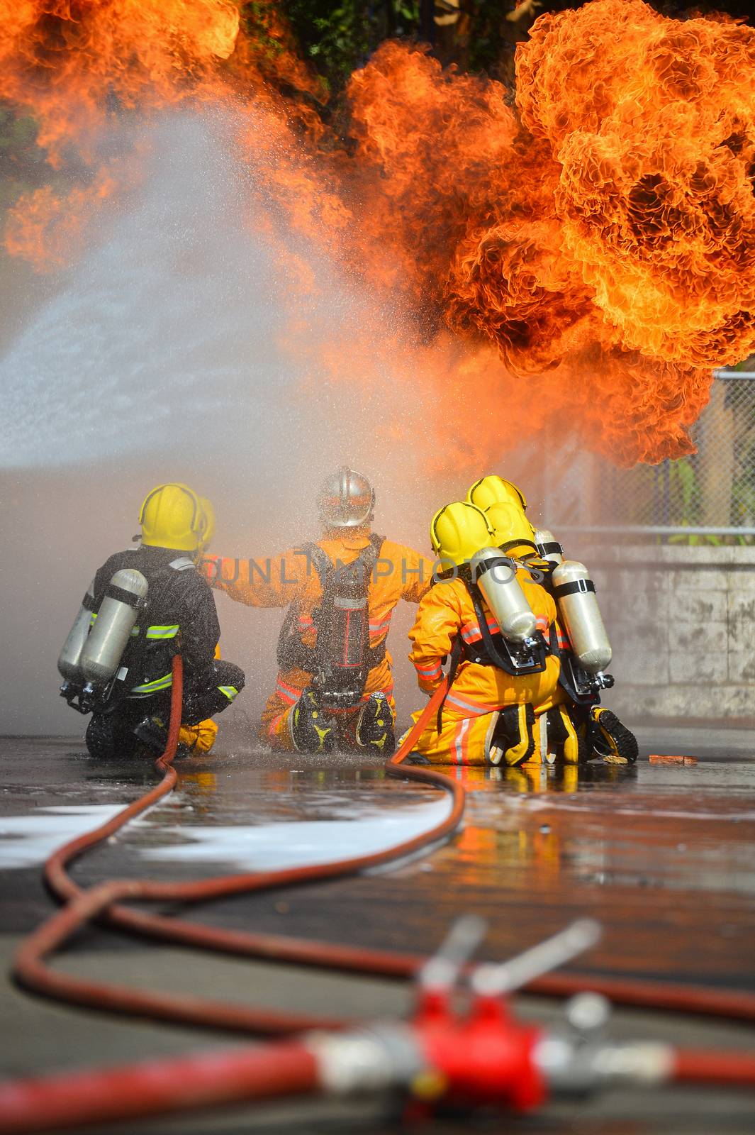 firefighters in operation