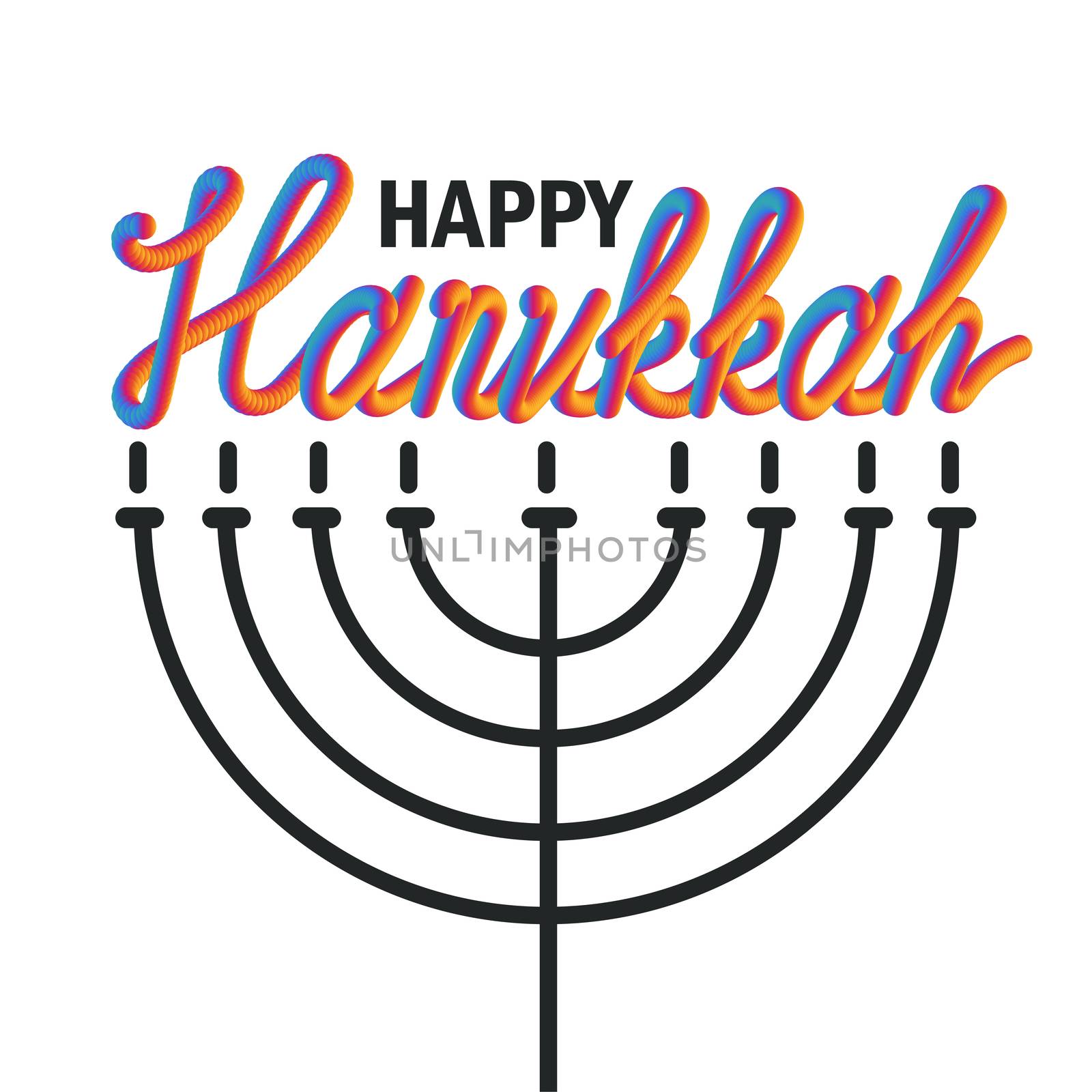 Hanukkah Greeting Banner With 3D Lettering Text. Vector