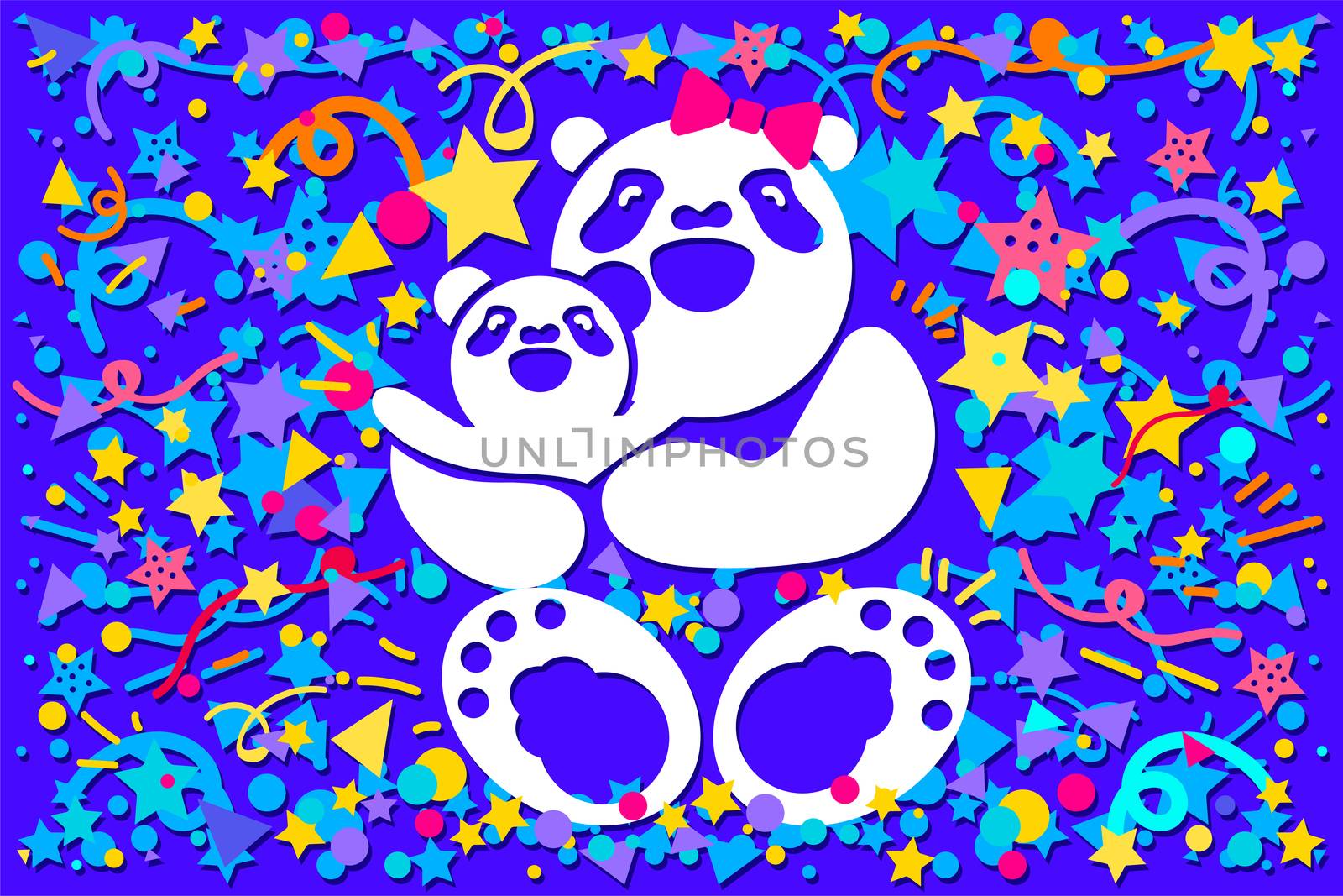 Mothers Day With Bear Family. Mother with child. Vector