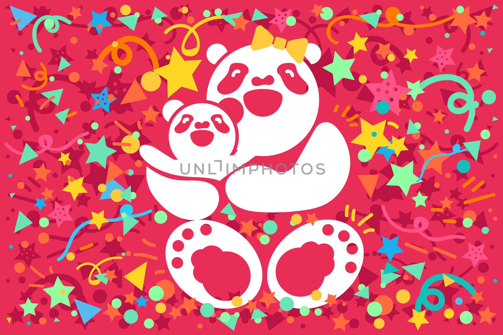 Mother's Day With Bear Family. Mother with child. Vector