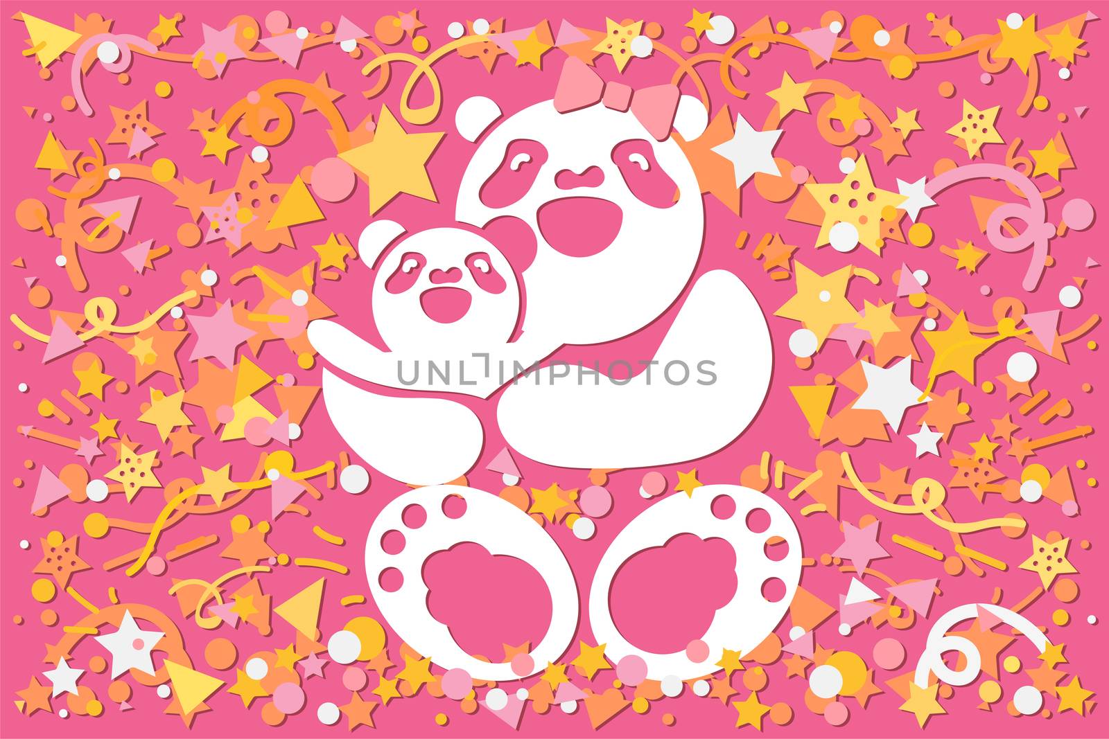 Mothers Day With Bear Family. Mother with child. Vector