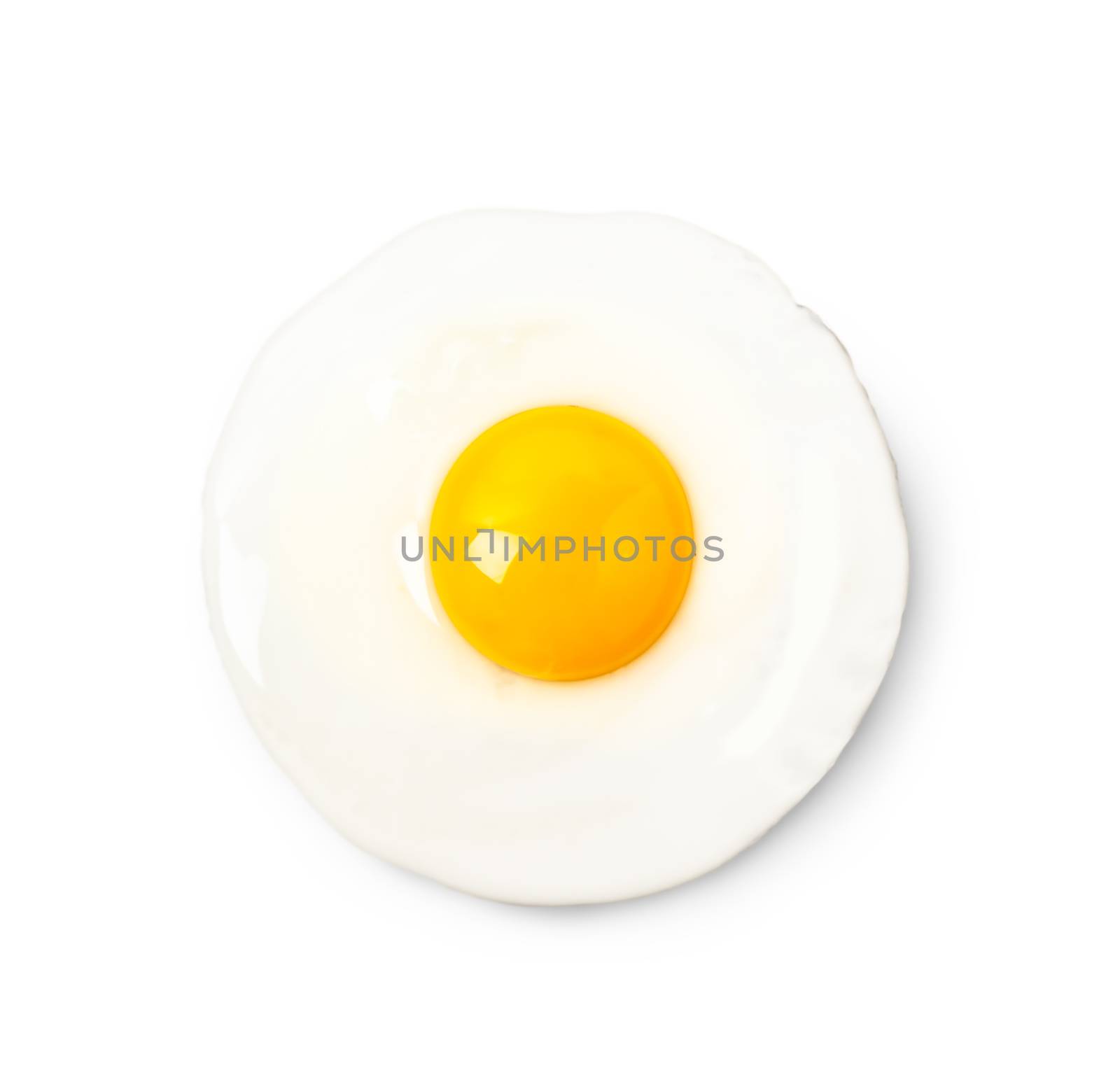 Fried egg isolated on white background closeup by SlayCer