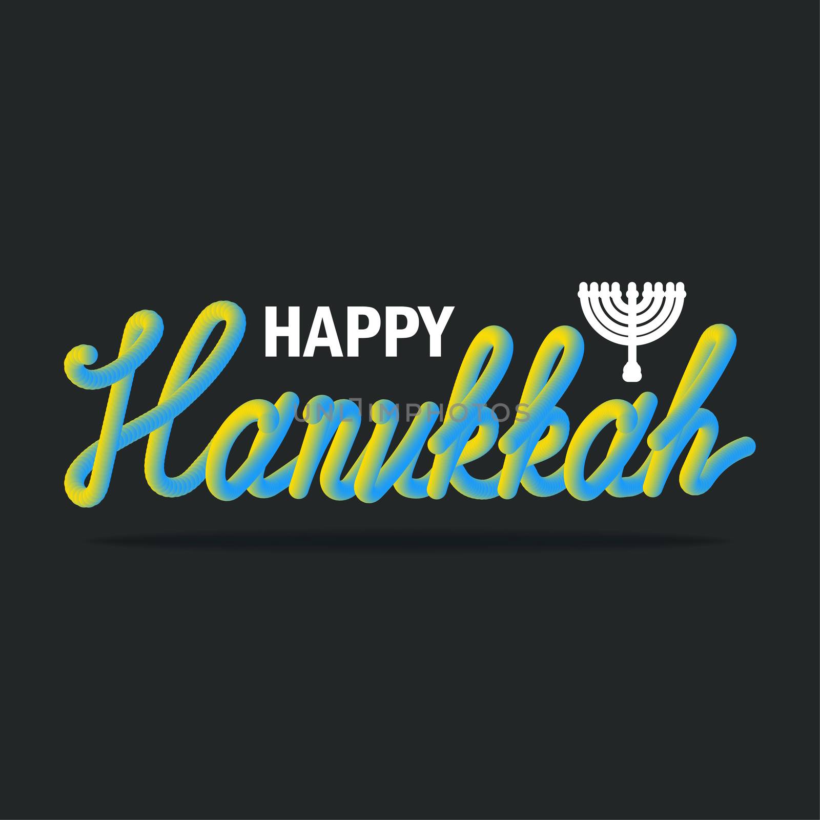 Hanukkah Greeting Banner With 3D Lettering Text. Vector