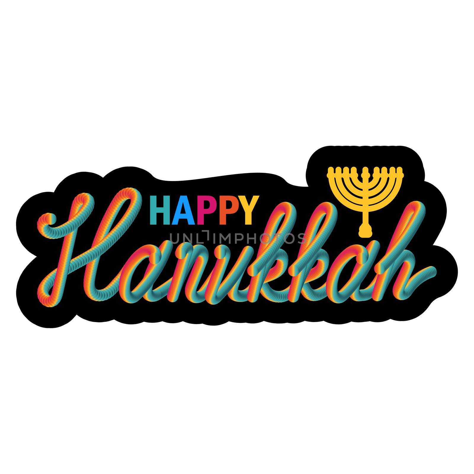 Hanukkah Greeting Banner With 3D Lettering Text. Vector
