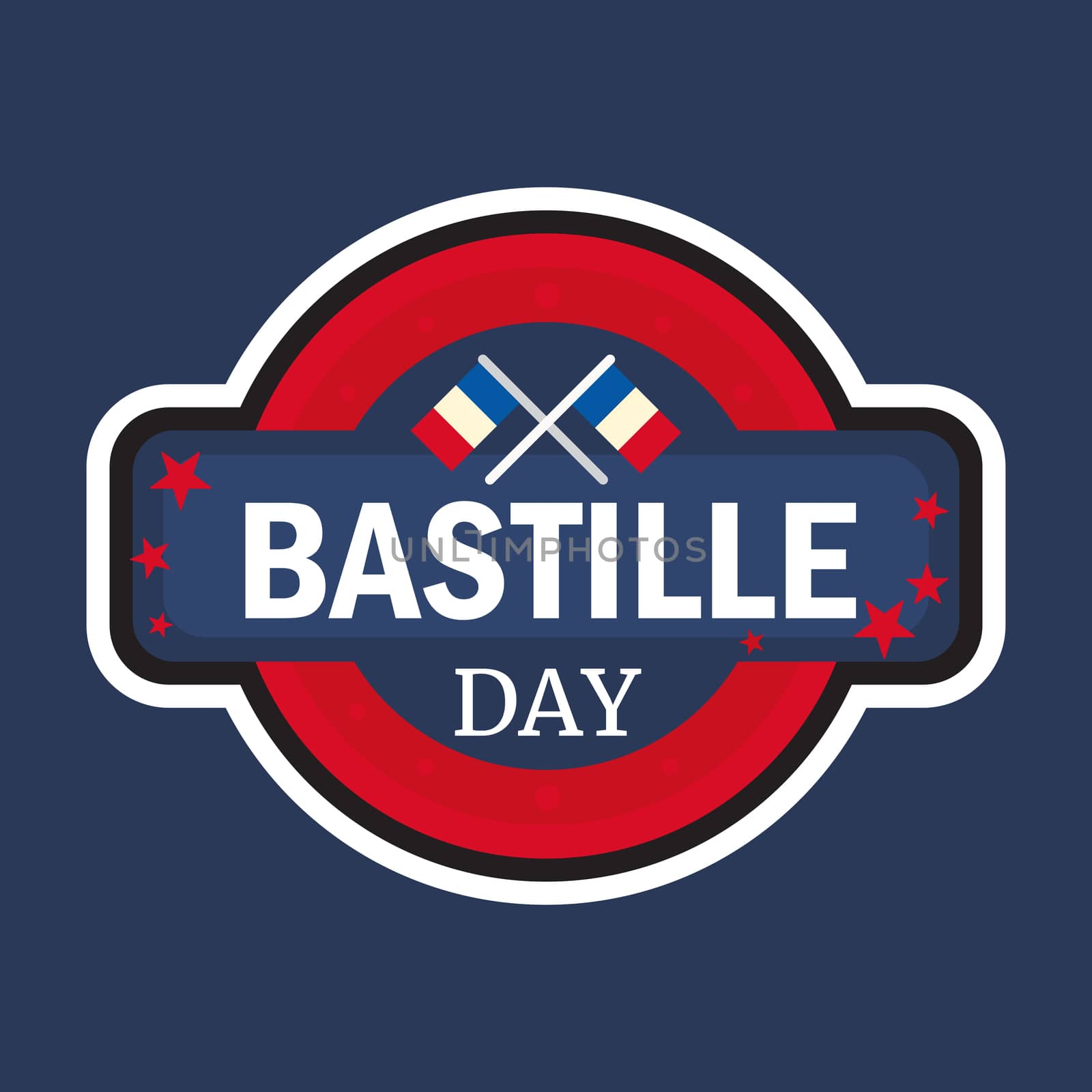 Happy Bastille Day Celebration Banner. France Independence Greeting. Vector