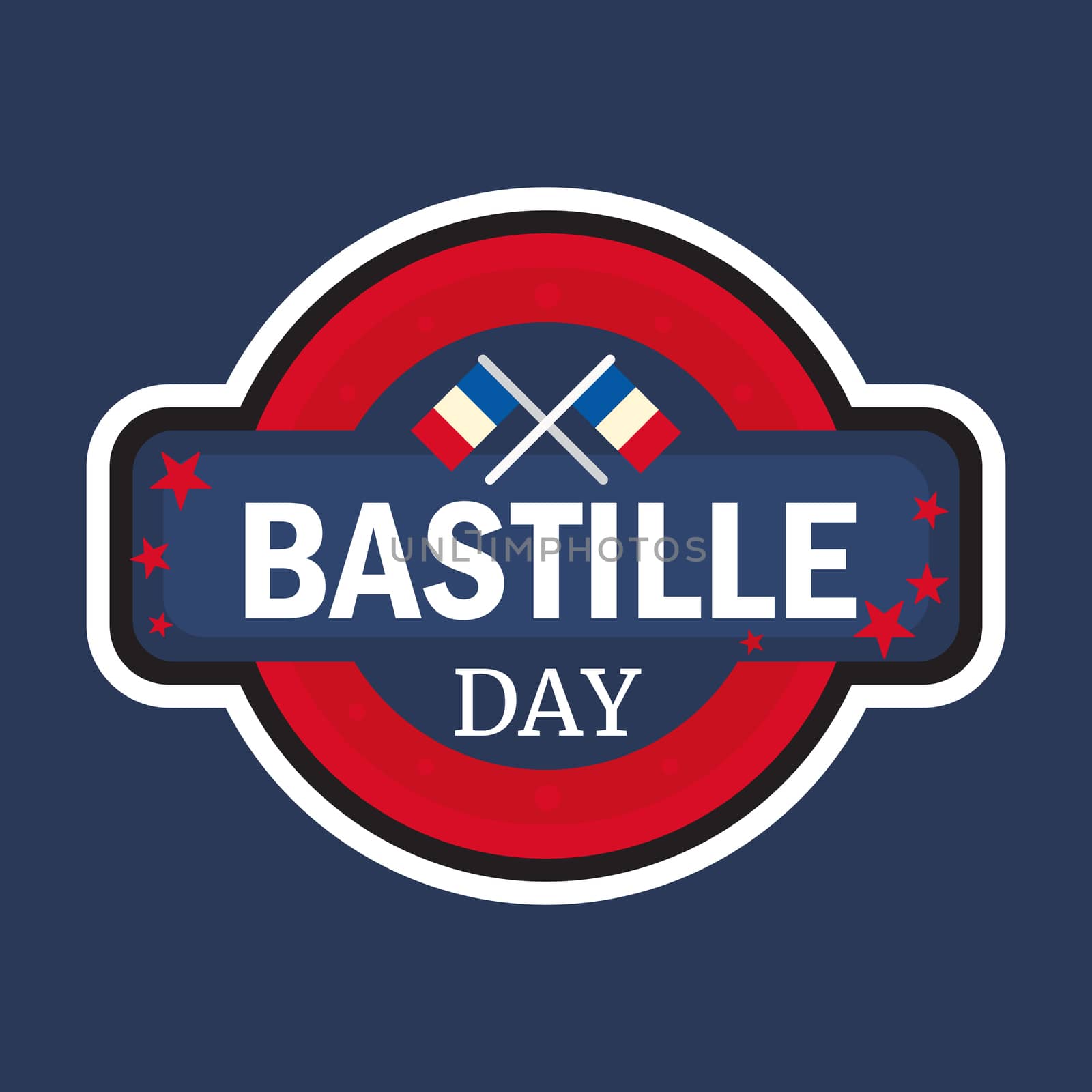 Happy Bastille Day Celebration Banner. France Independence Greeting. Vector