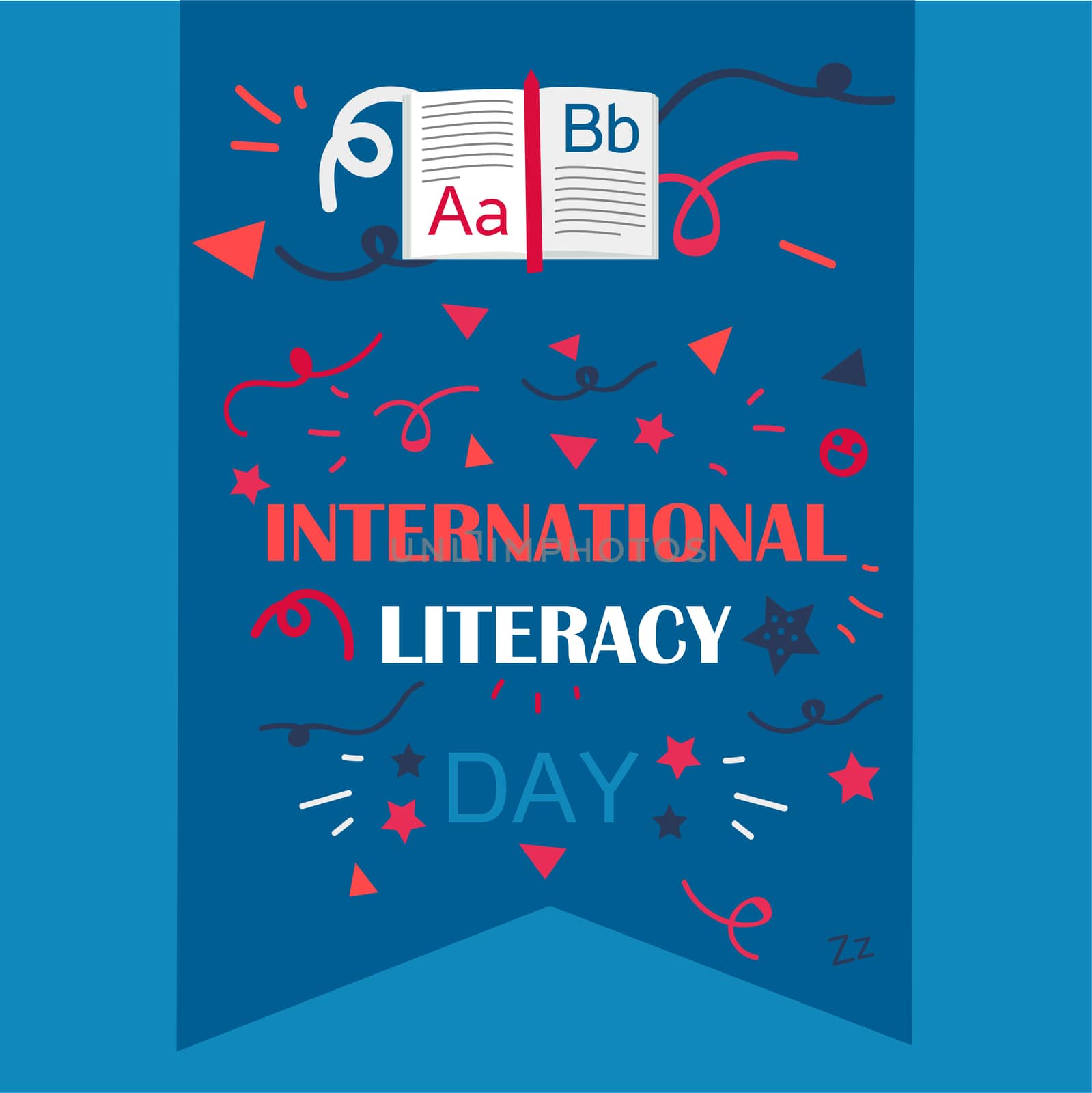 International Literacy Day Celebration Banner With Book. Vector