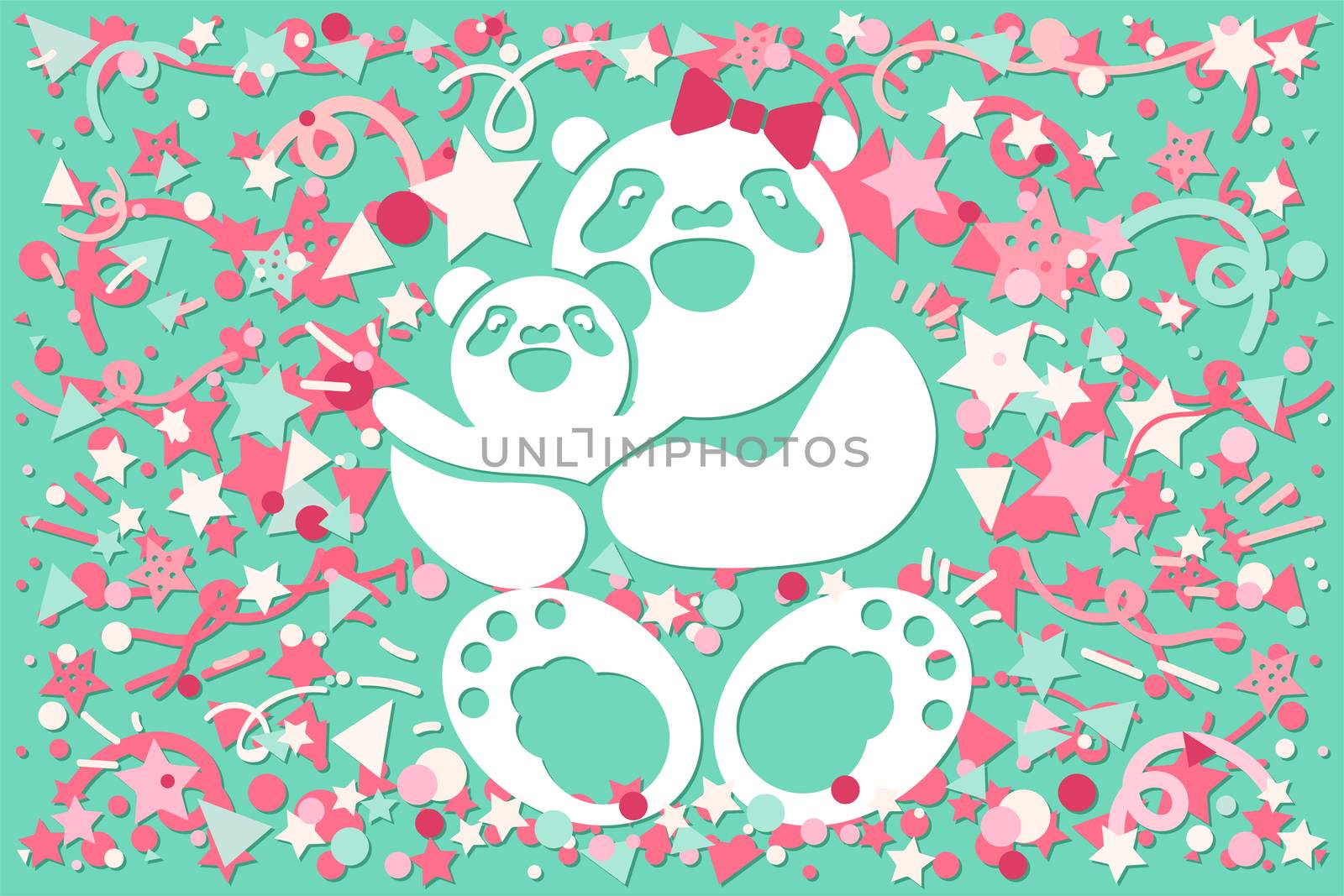 Mothers Day With Bear Family. Mother with child. Vector