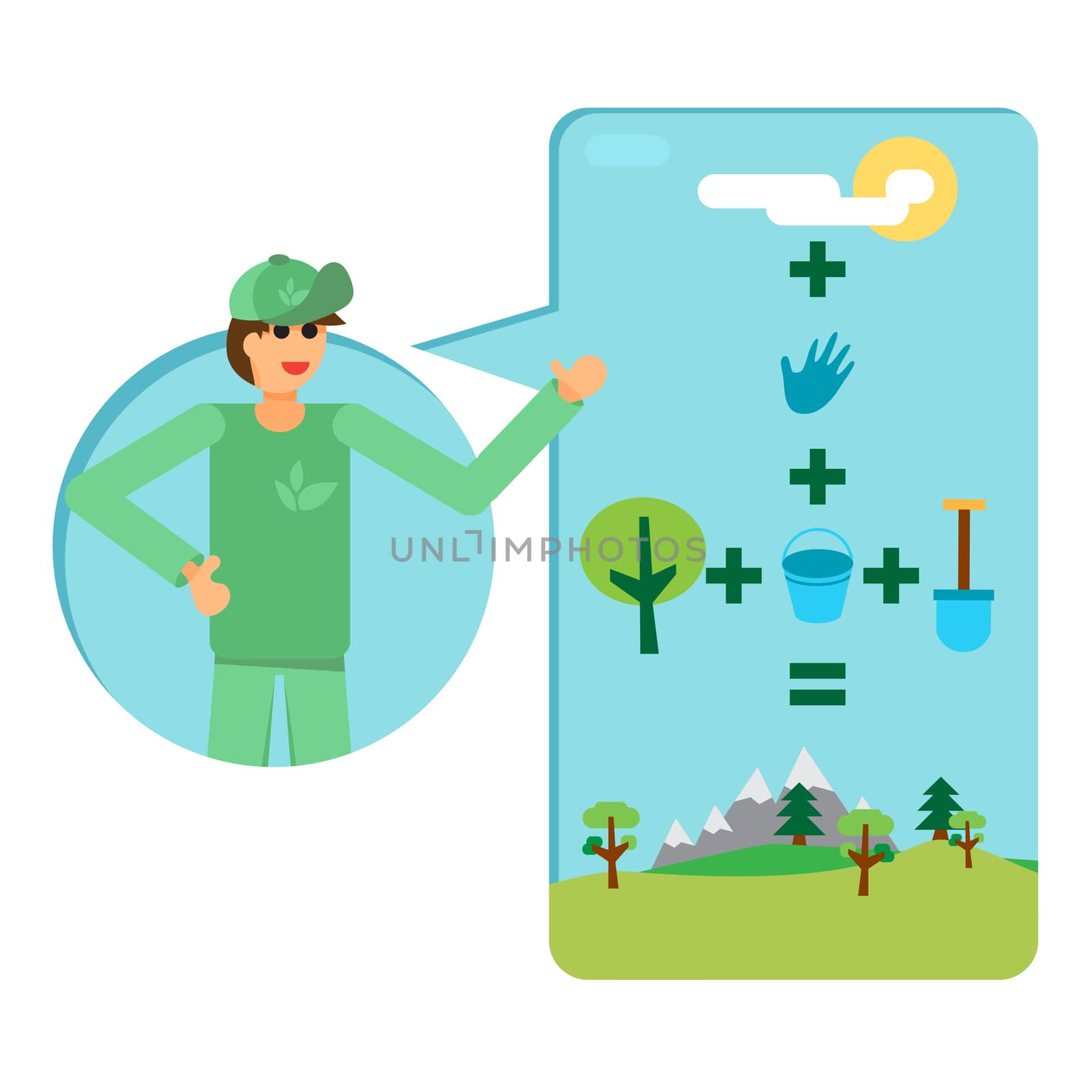 Save Our Planet Infographics. Arbor Day Greeting for sticker, banner and flyer. Vector