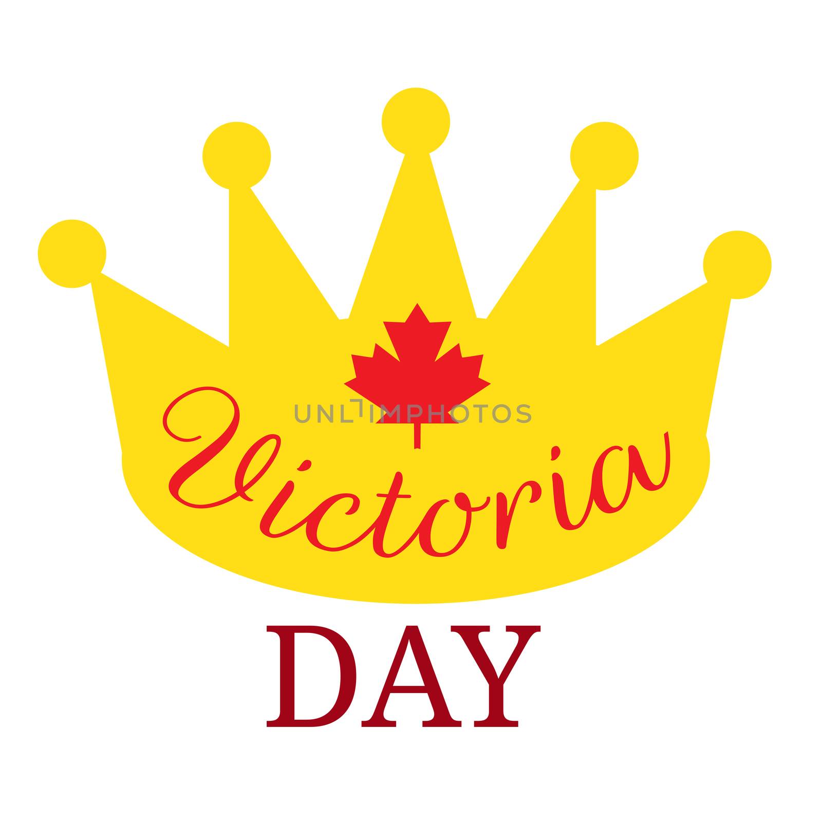 Happy Victoria Day Sticker And Banner With Royal Crown. Vector