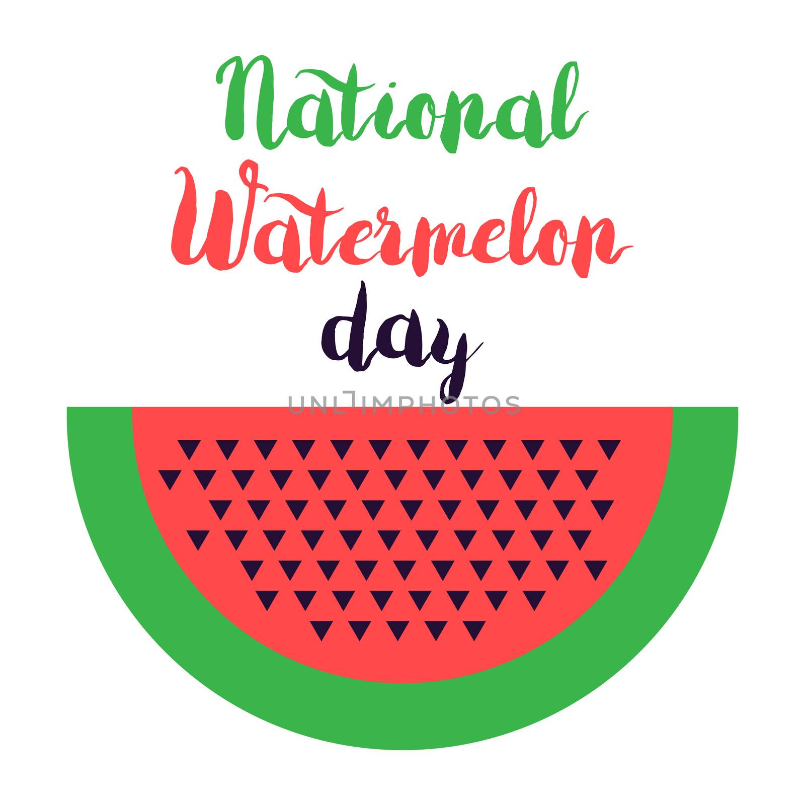 National Watermelon Day Celebration Banner With Lettering. Vector