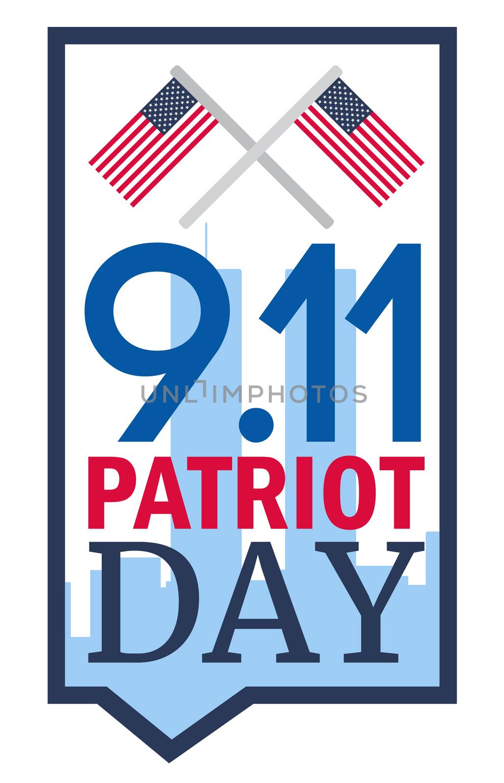 Patriot Day Banner. 11th September. We will never forget. Twins Tower. Vector