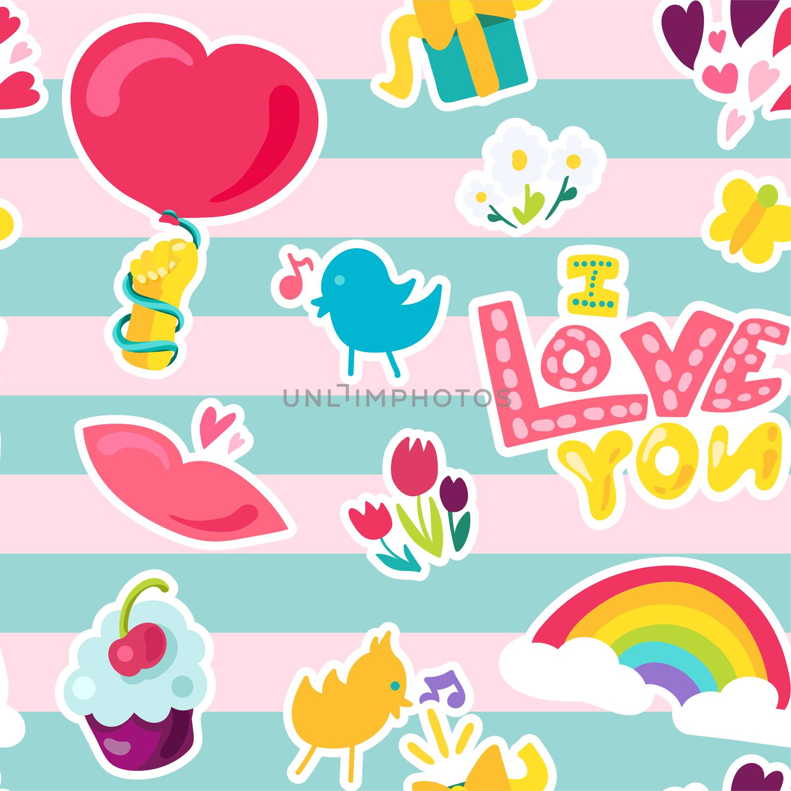 Vector Romantic Love Seamless Pattern by barsrsind