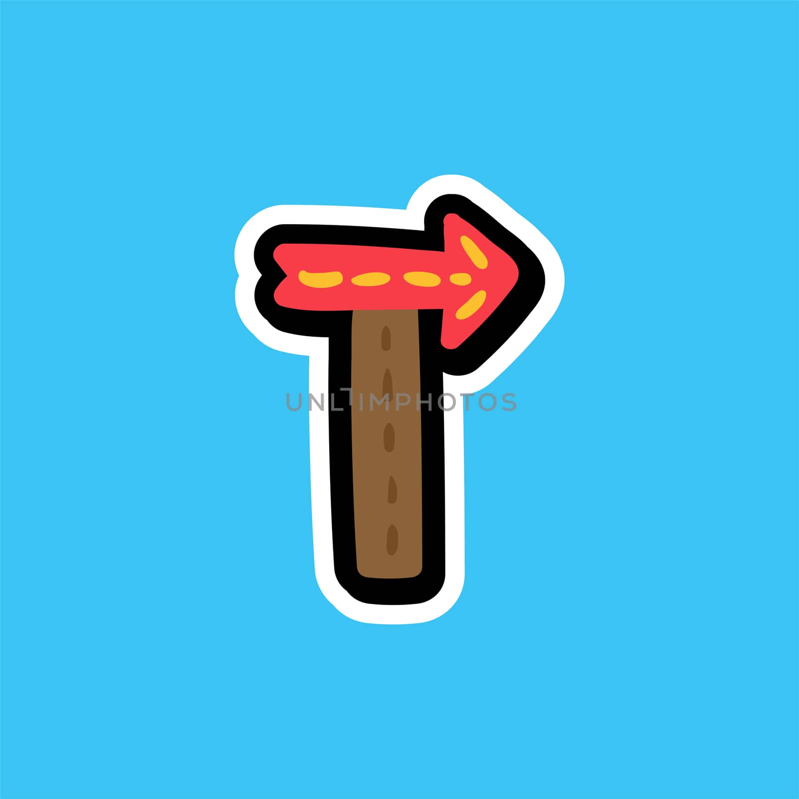 Cartoon sticker with pointer and arrow by barsrsind