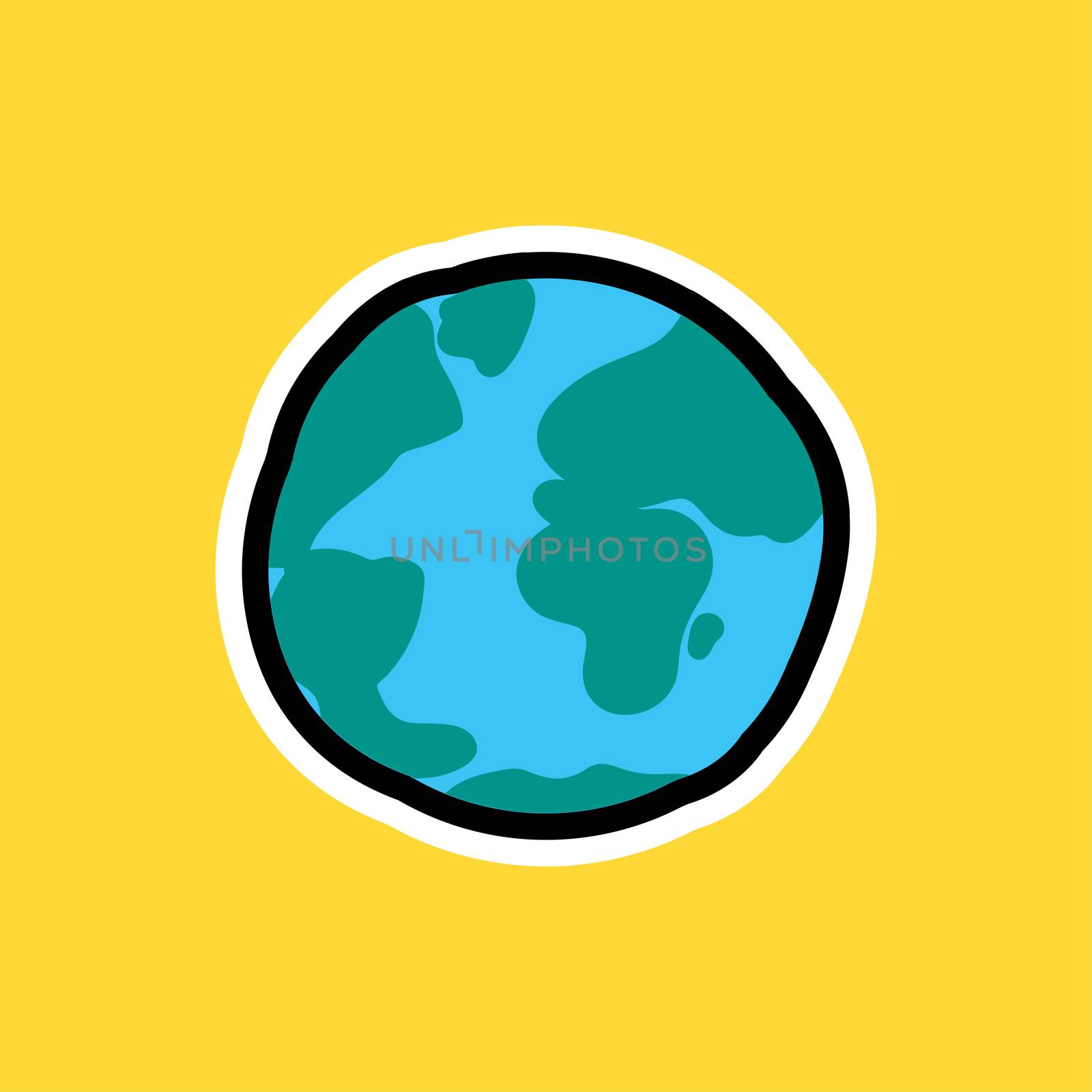 Cartoon sticker with earth planet. Vector