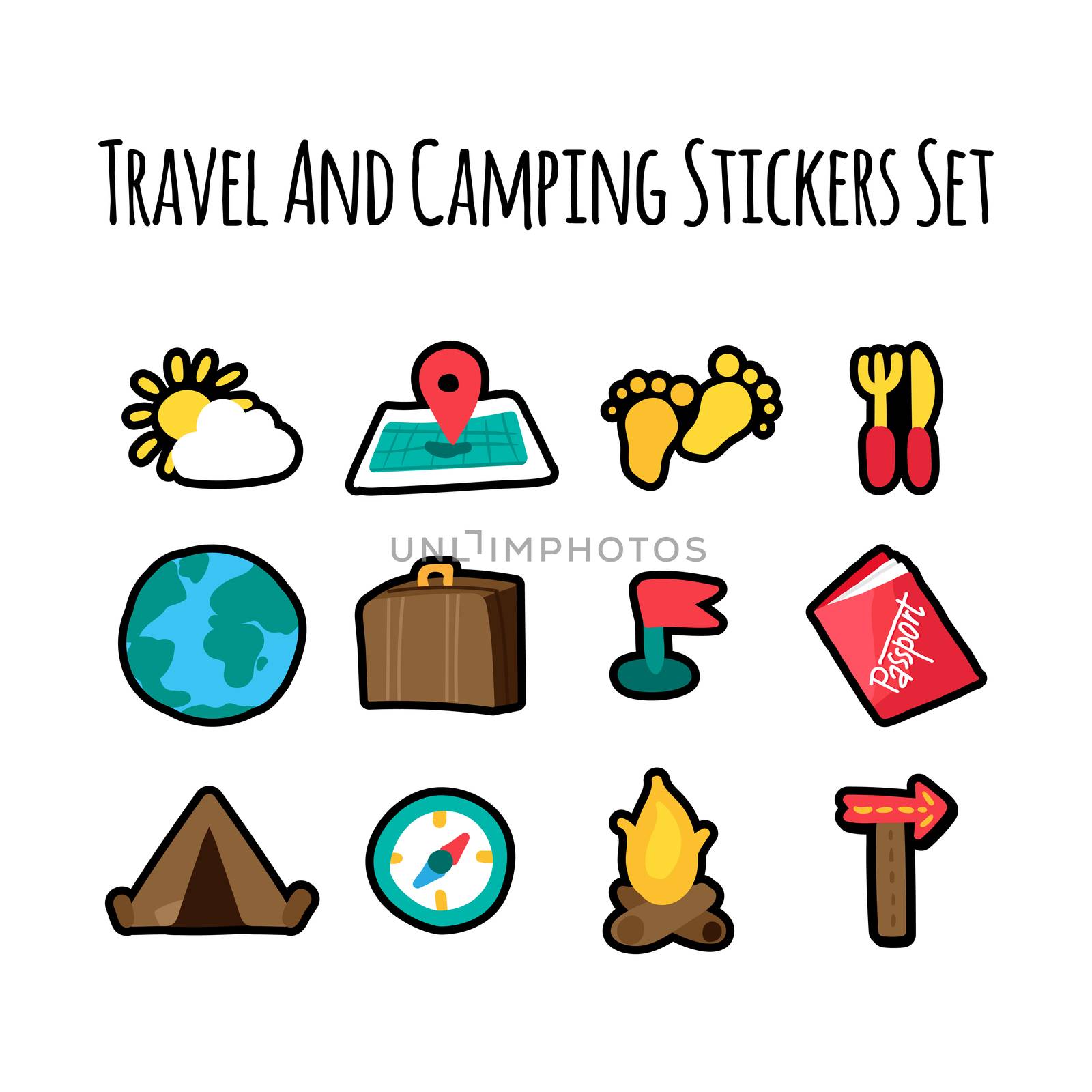 Camping and traveling stcikers set by barsrsind