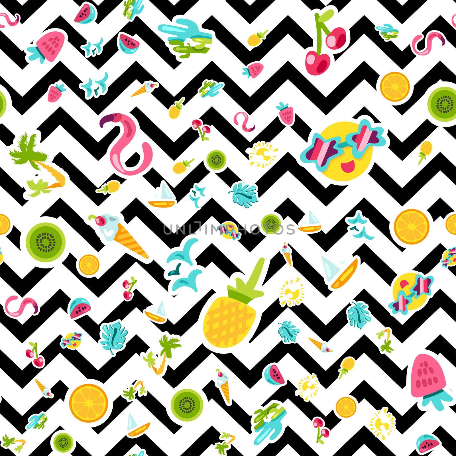 Vector Tropical Summer Seamless Pattern by barsrsind
