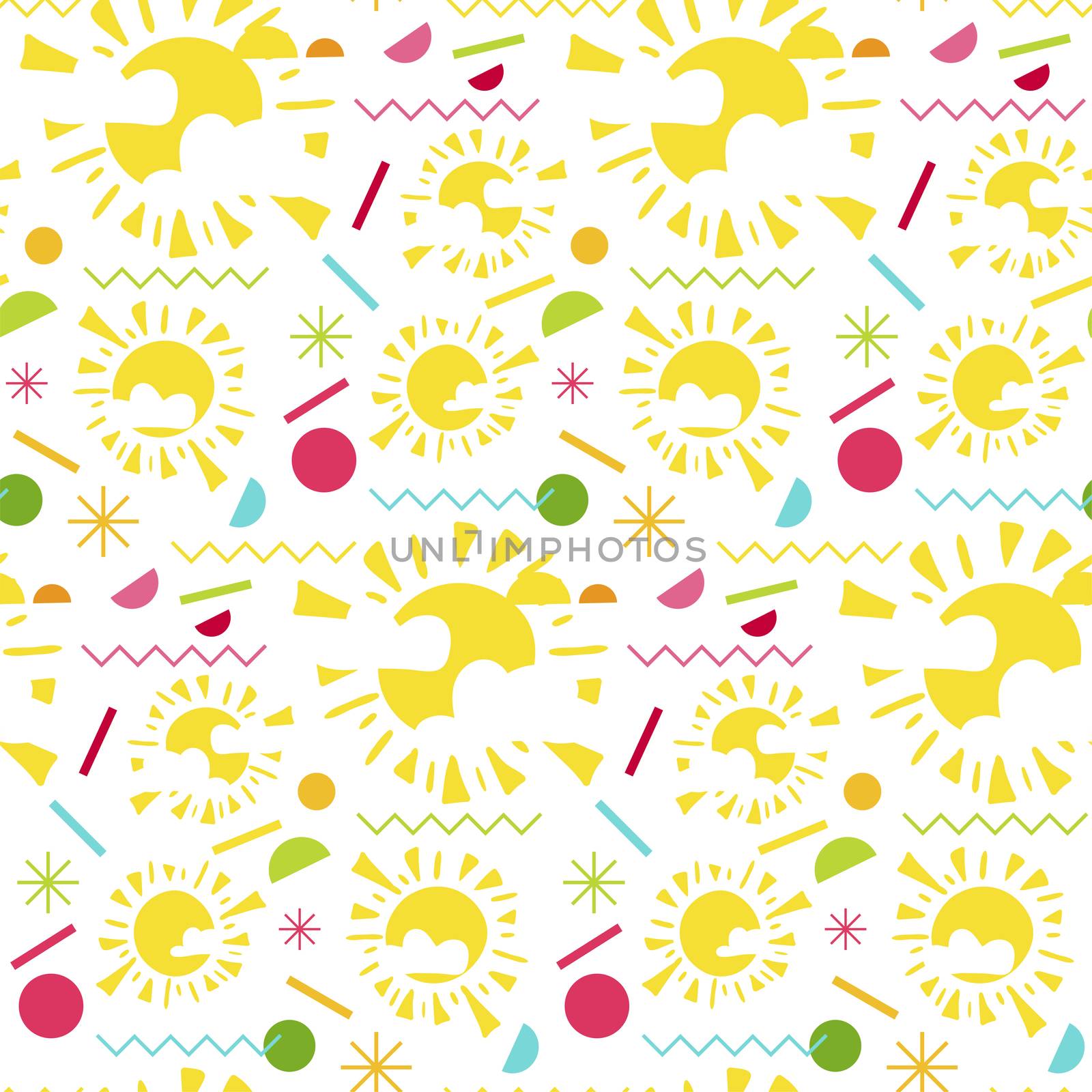 Fashion memphis bright seamless pattern with sun by barsrsind