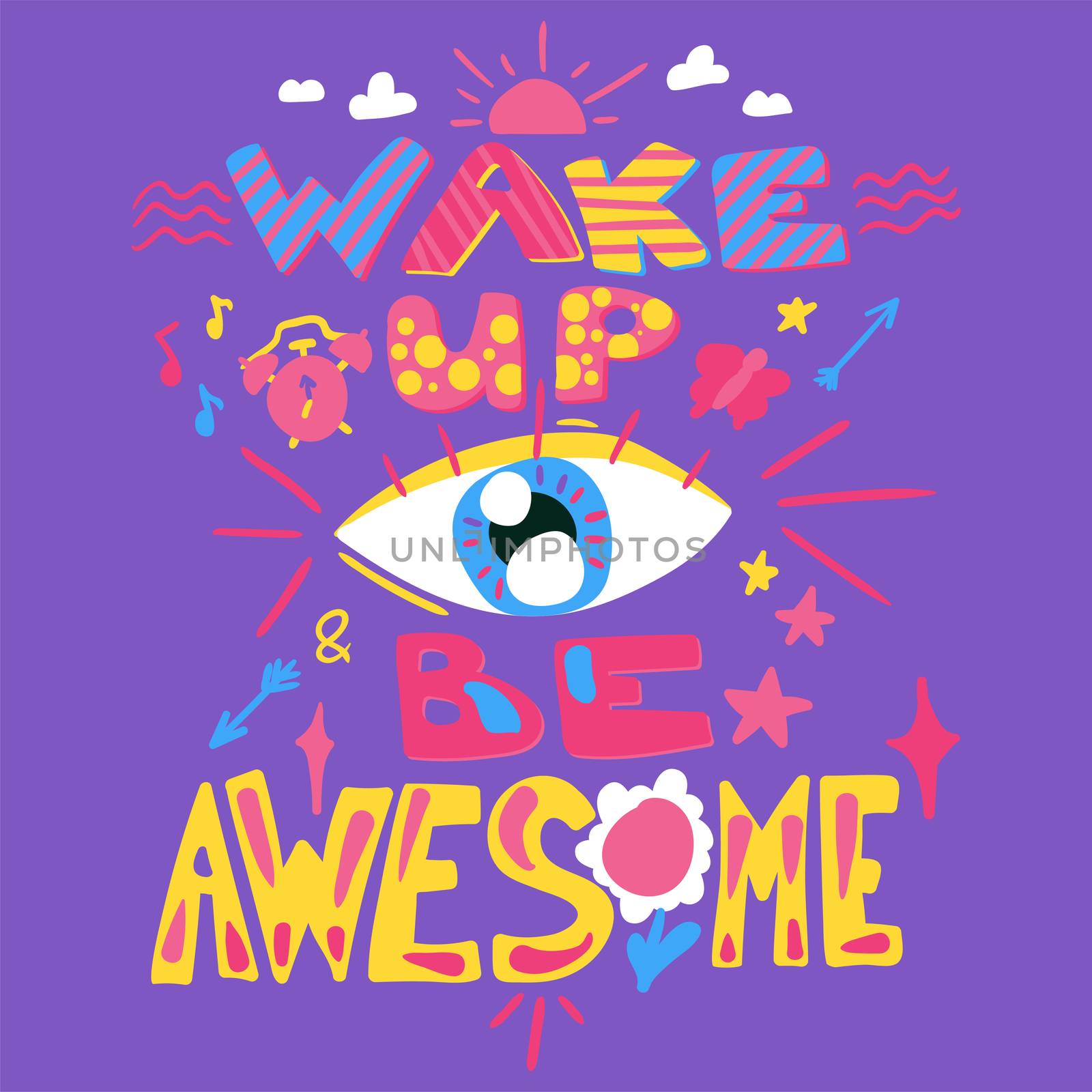 Fun Poster for good morning. Wake up and be awesome. Vector