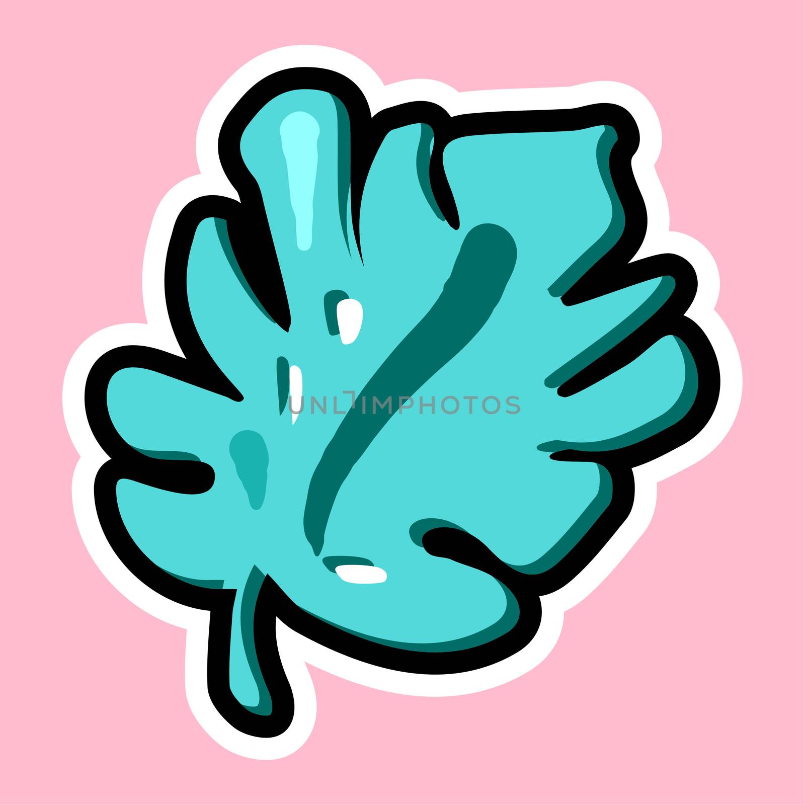 Vector plant or alga in cartoon style. Isolated icon of plant or alga or leaf with background