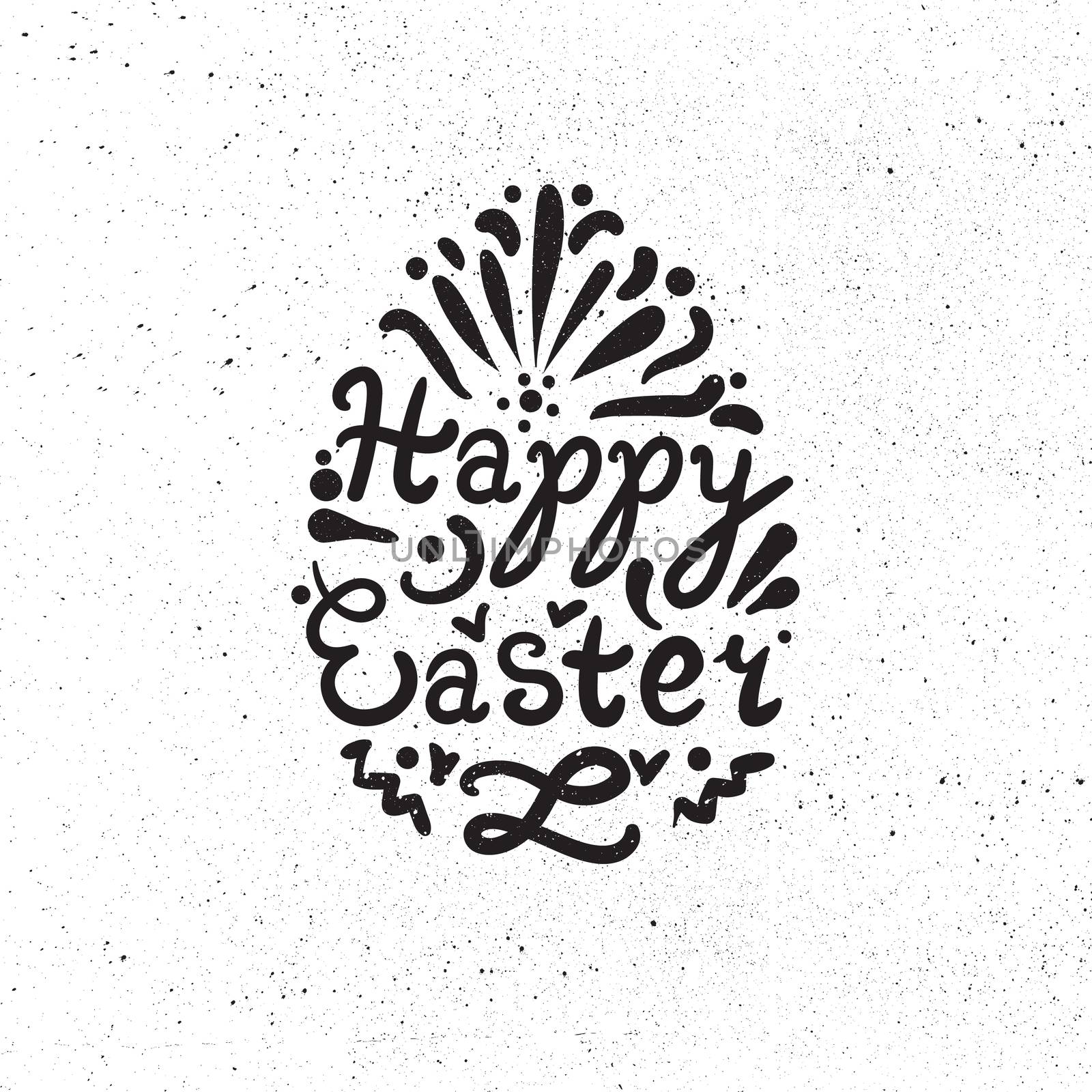 Vintage Happy Easter lettering in egg. Vector