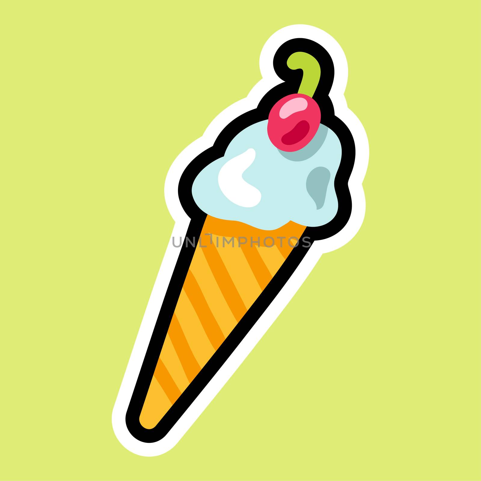 Vector ice cream in cartoon style. Isolated icon of ice cream or dessert or cake for cafe and cafeteria o with background