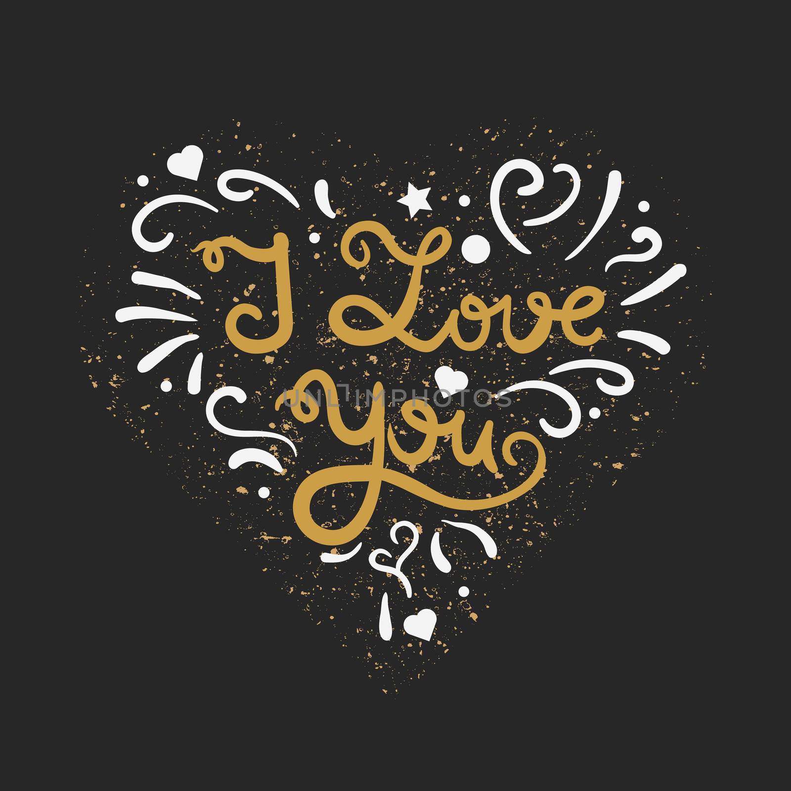 Vintage heart with lettering. Greeting about love for Valentine's Day. Retro wedding card. I love you. Vector