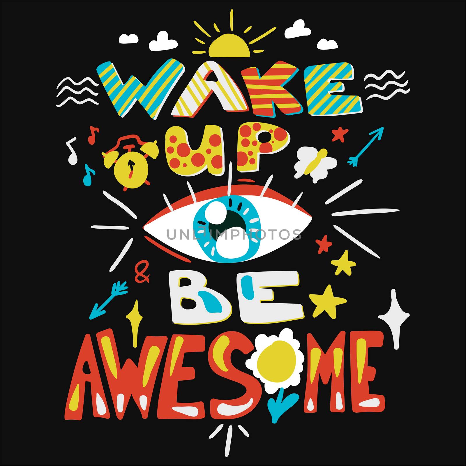 Success Secret - Wake Up and Be Awesome. Inspirational poster. Vector