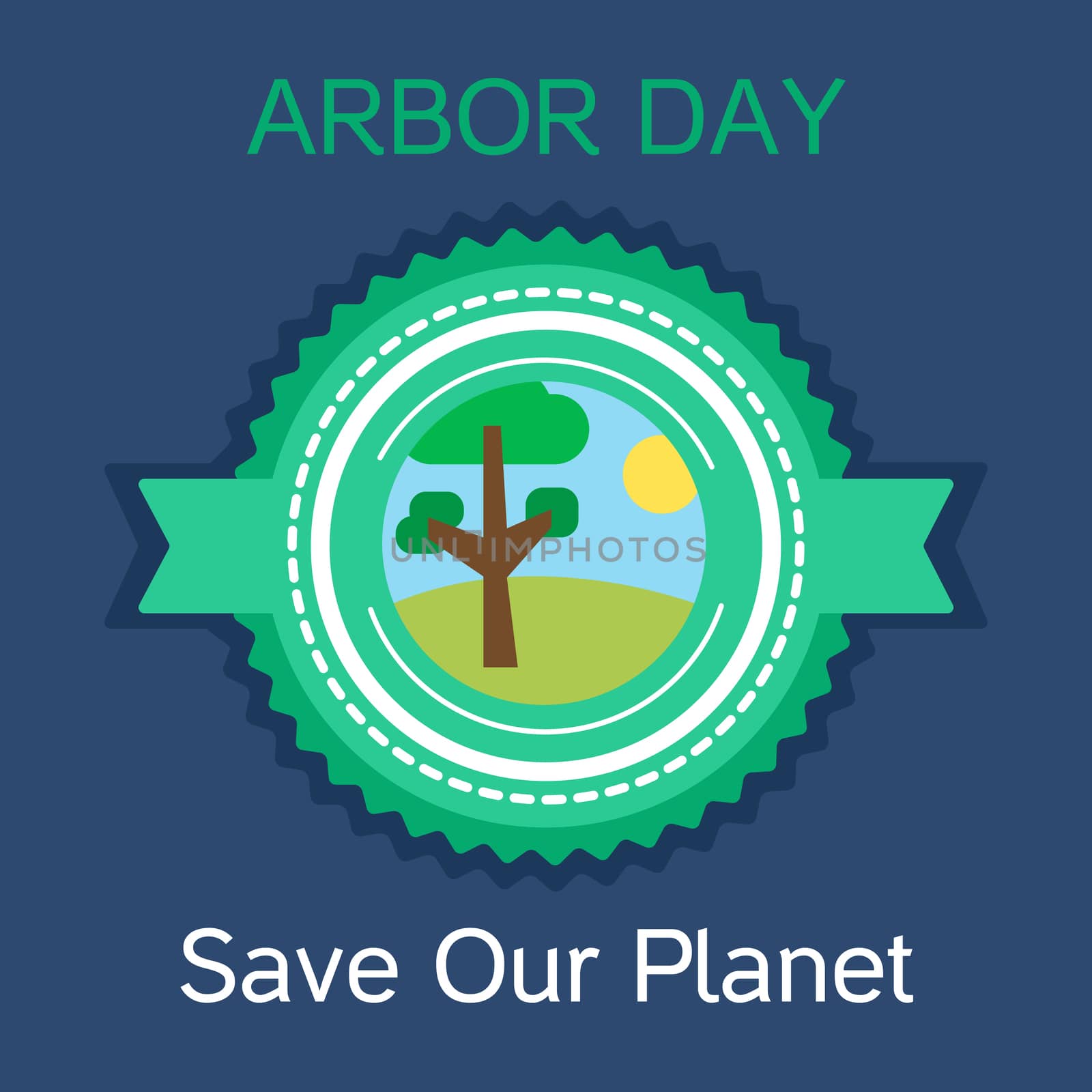 Save Our Planet Sticker. Arbor Day Greeting for sticker, banner and flyer. Vector