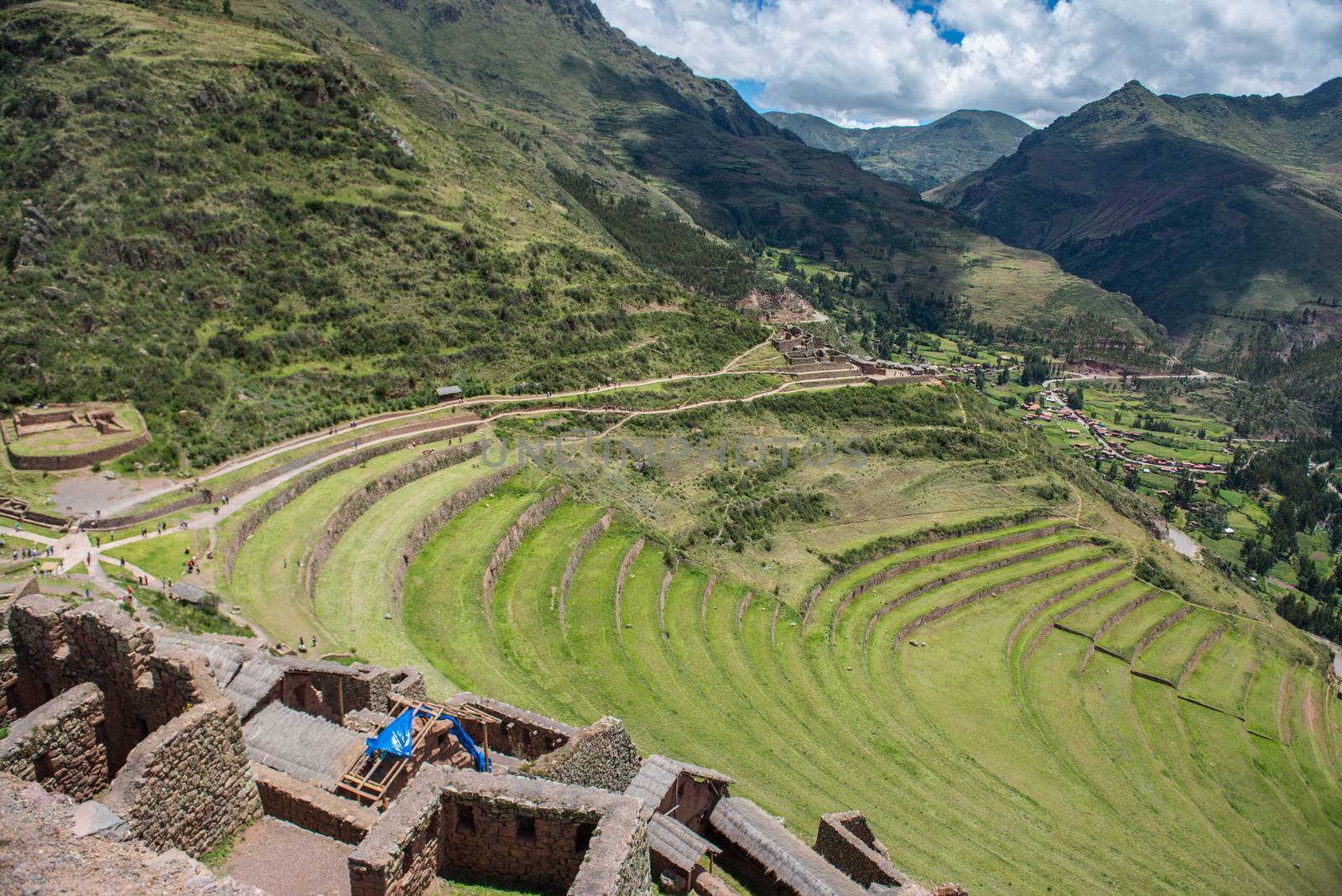 The Sacred Valley and the Inca ruins of Pisac, near Cuzco Peru. by rayints