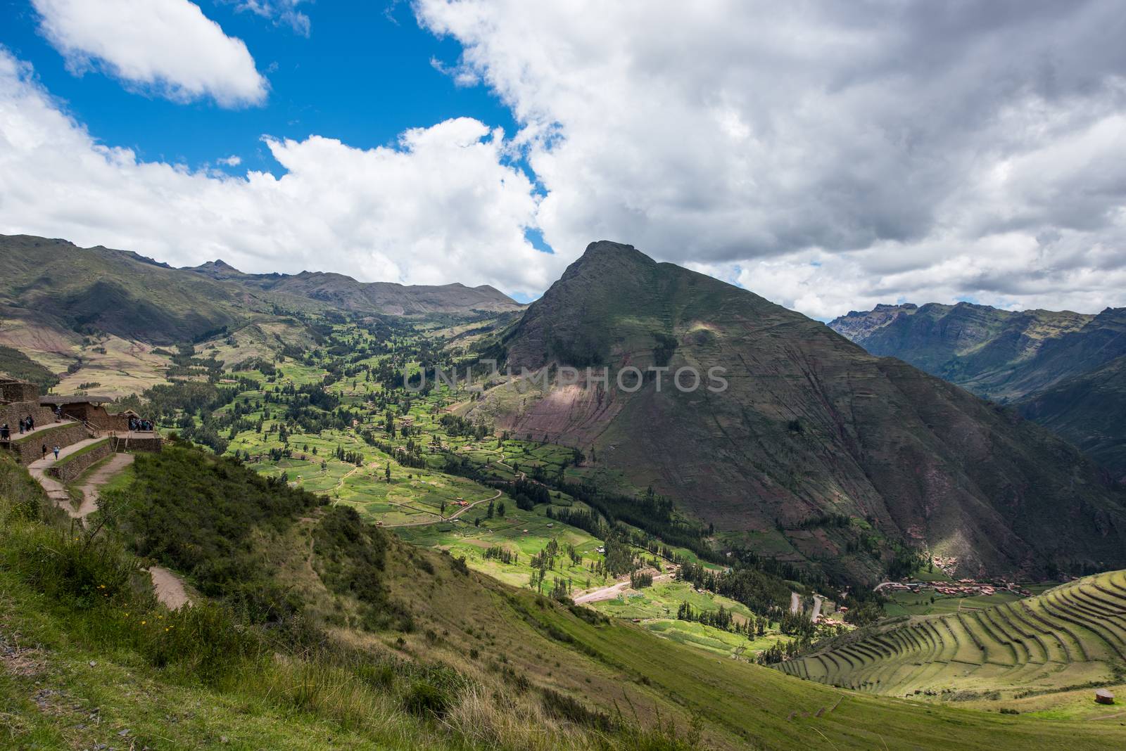 The Sacred Valley and the Inca ruins of Pisac, near Cuzco Peru. by rayints