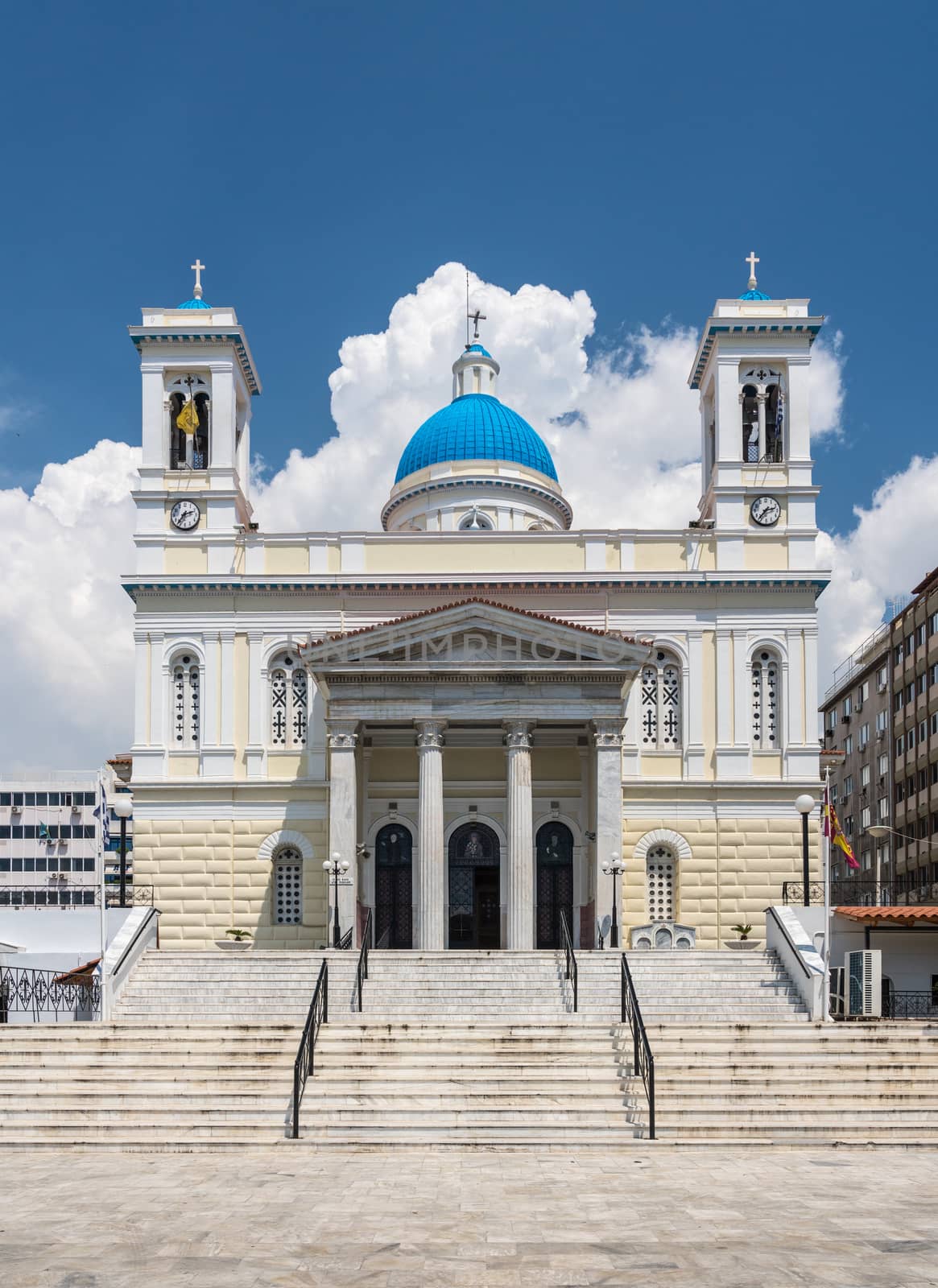 Entrance steps to the Greek Orthodox church of St Nicholas in Piraeus