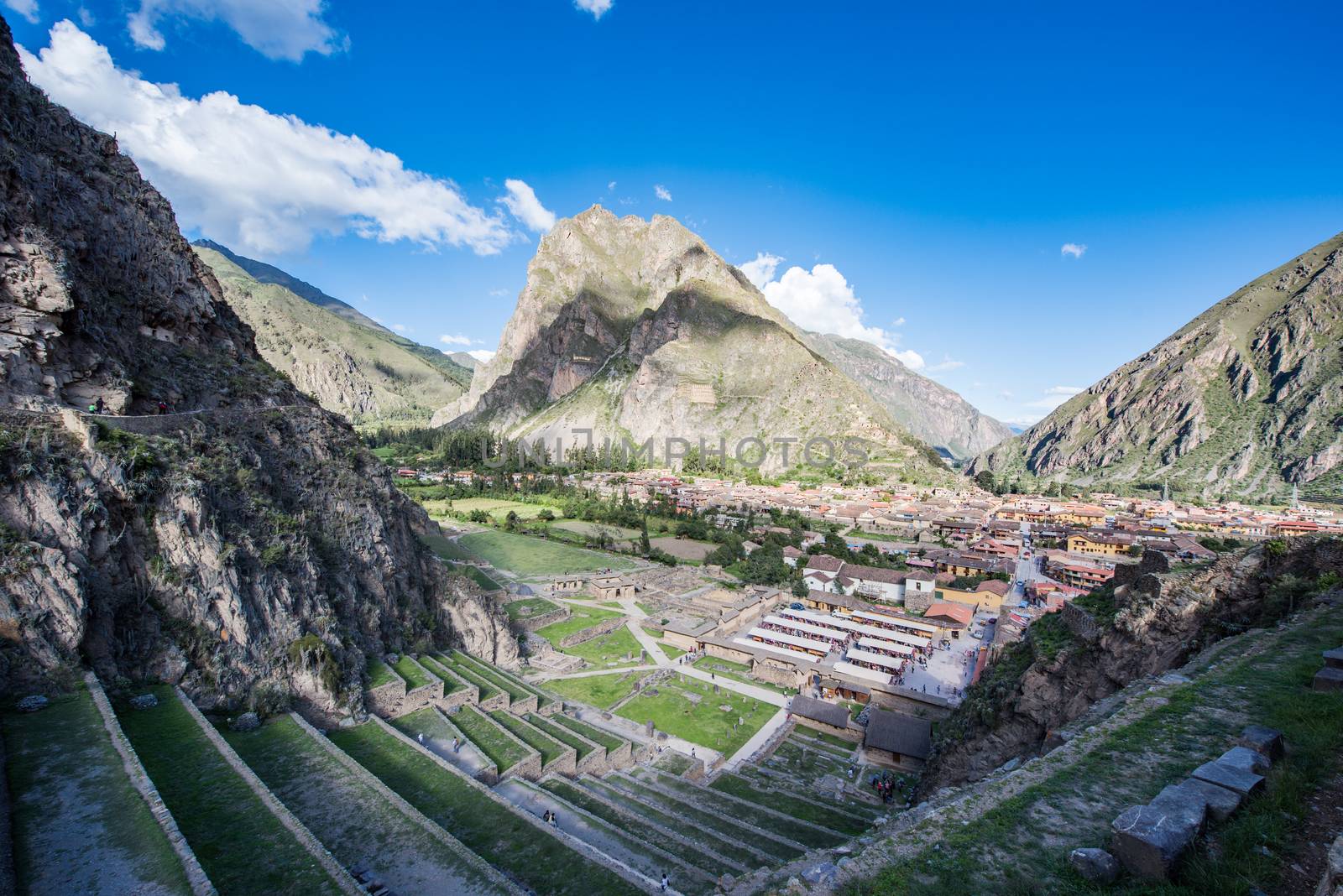 Ancient Inca Ruins Of Ollantaytambo In Peru . Hight quality photo