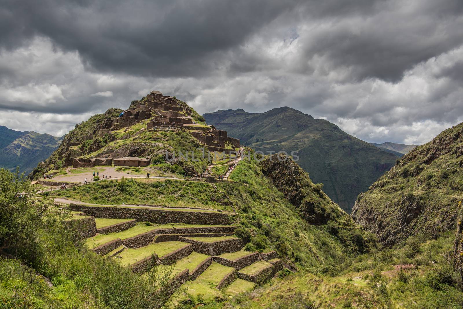 The Sacred Valley and the Inca ruins of Pisac, near Cuzco Peru by rayints