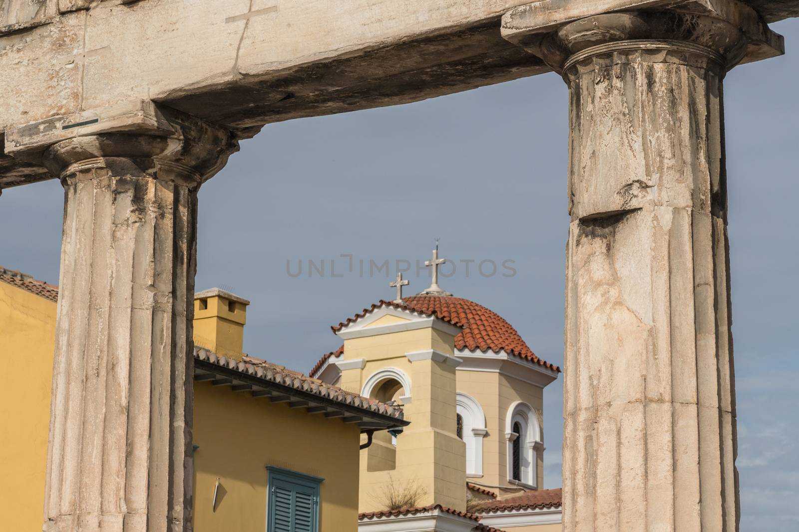 Greek Orthodox church by Roman Agora in Athens to Archangel Michael and Virgin mary in Dexippou Street
