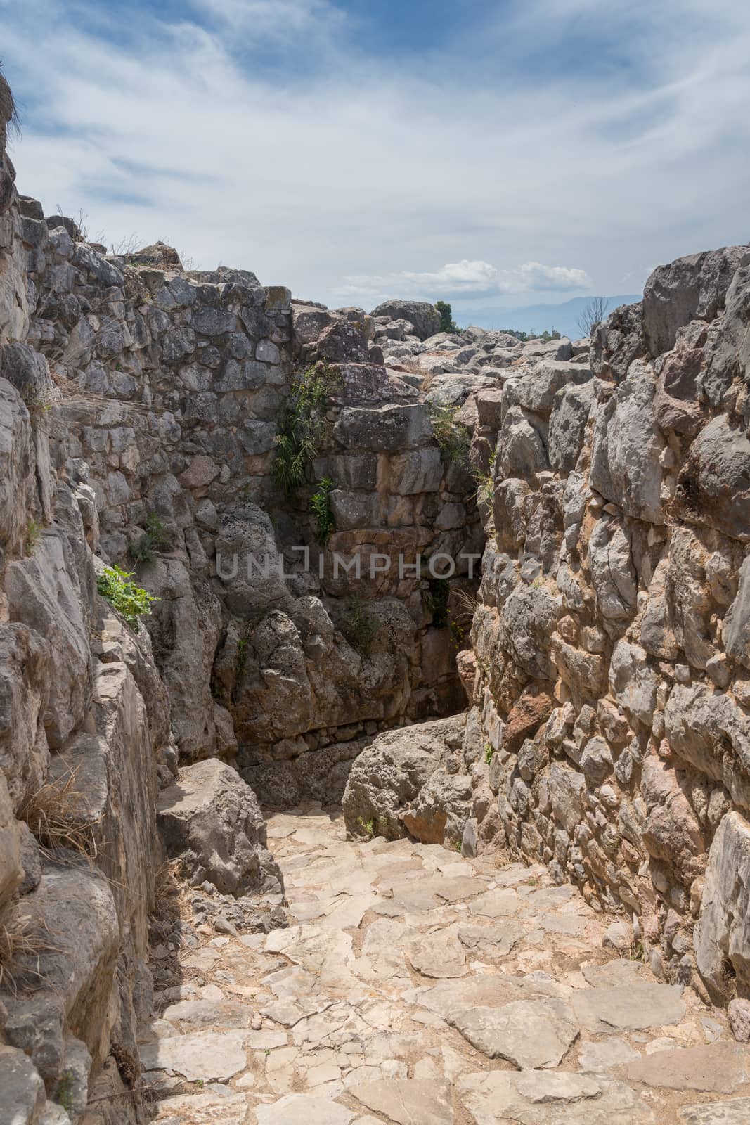 Massive boulders form the walls of the fortress and palace of Tiryns in Greece