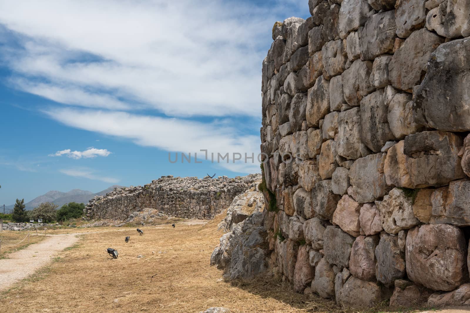 Massive boulders form the walls of the fortress and palace of Tiryns in Greece