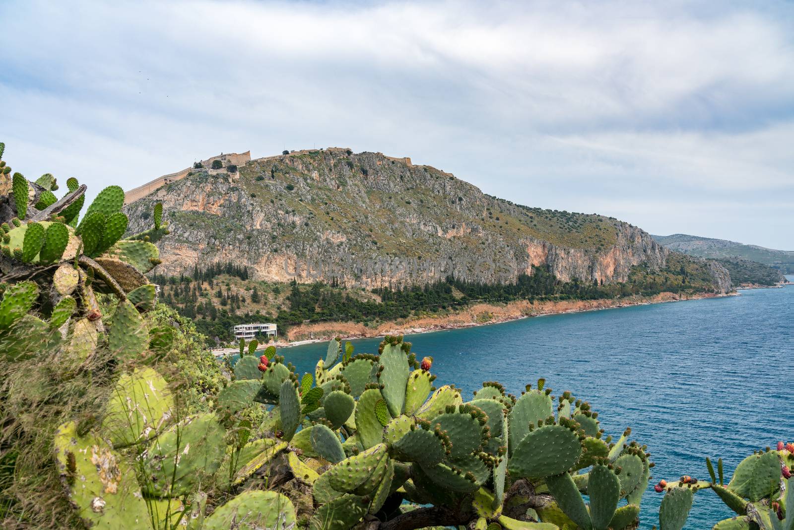 Hilltop fortress of Palamidi above the city of Nafplio in Greece